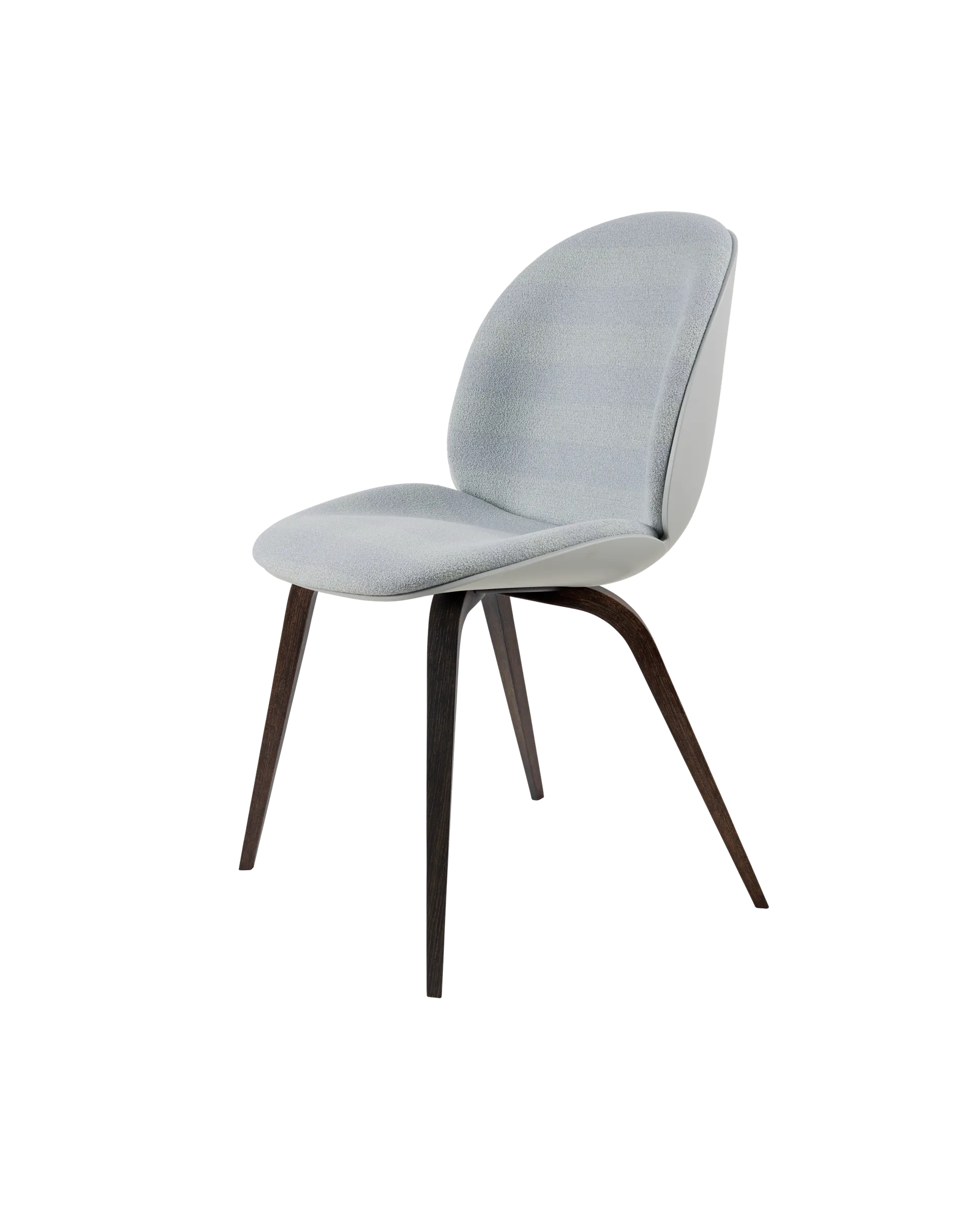 GUBI Beetle Dining Chair, Front Upholstered (Kvadrat Sahco, Acca Stripe 0731, Smoked Oak, Lunar Gray)