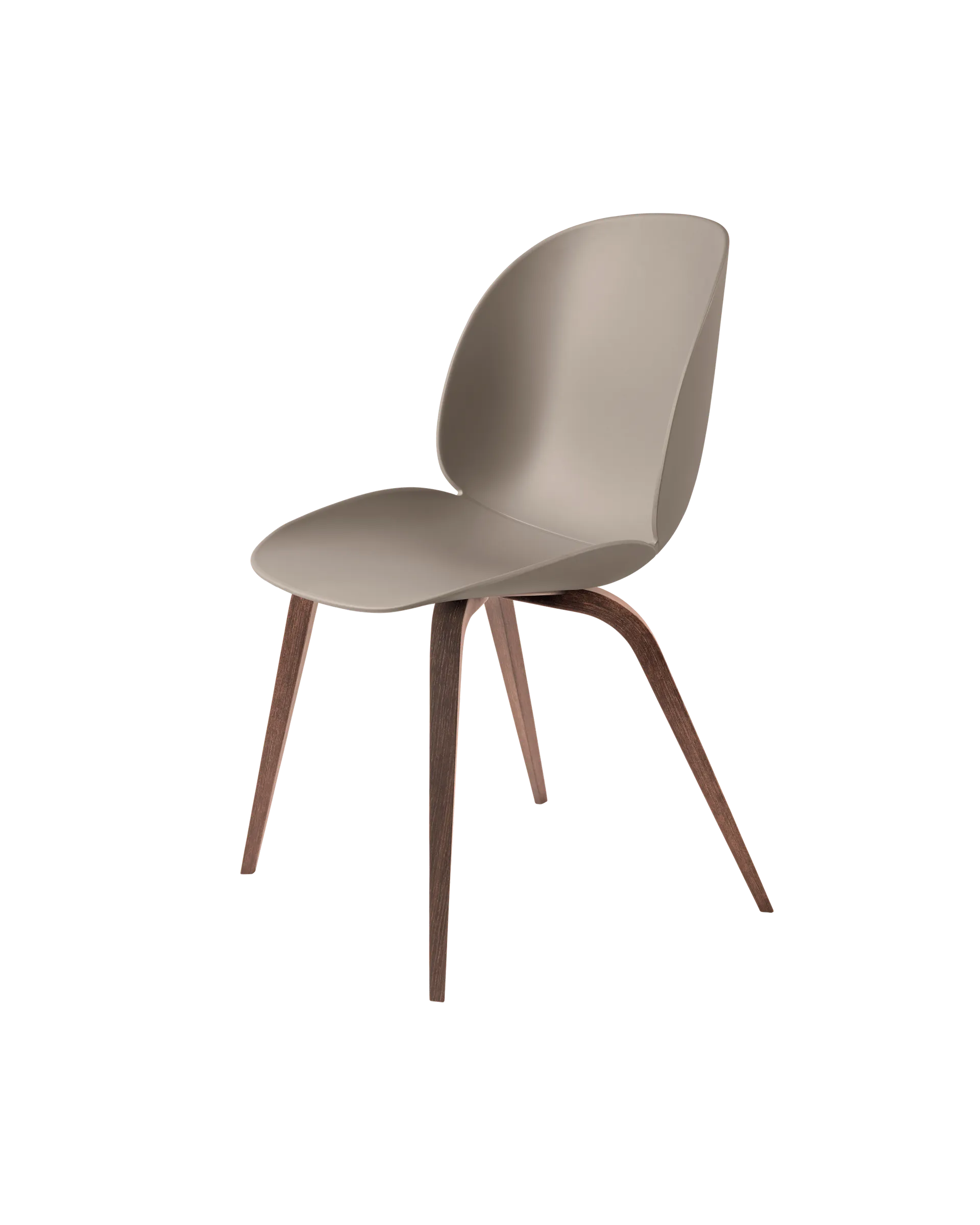 GUBI Beetle Dining Chair, Un-Upholstered (Wood base, New Beige, American Walnut)