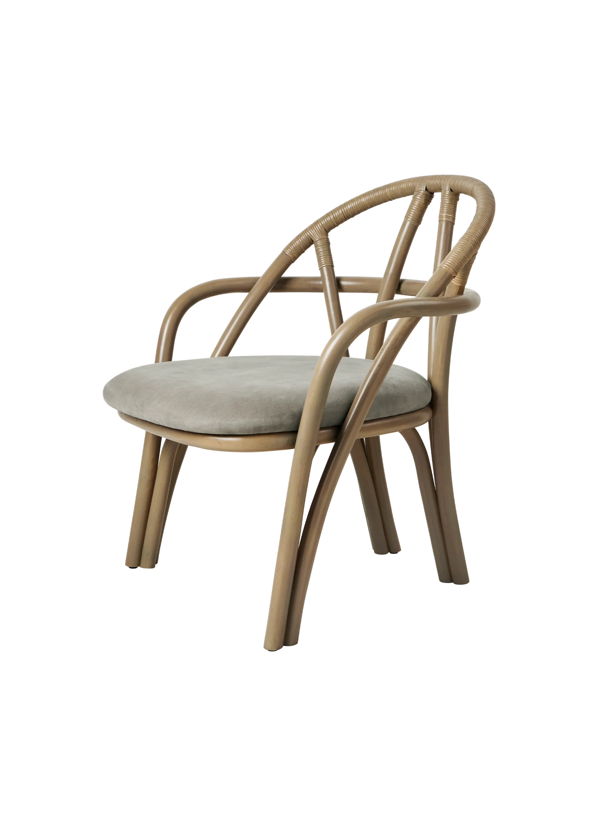 GUBI Bistra Lounge Chair (Fustagno, GUBI (003, Standard), Olive Stained Rattan)