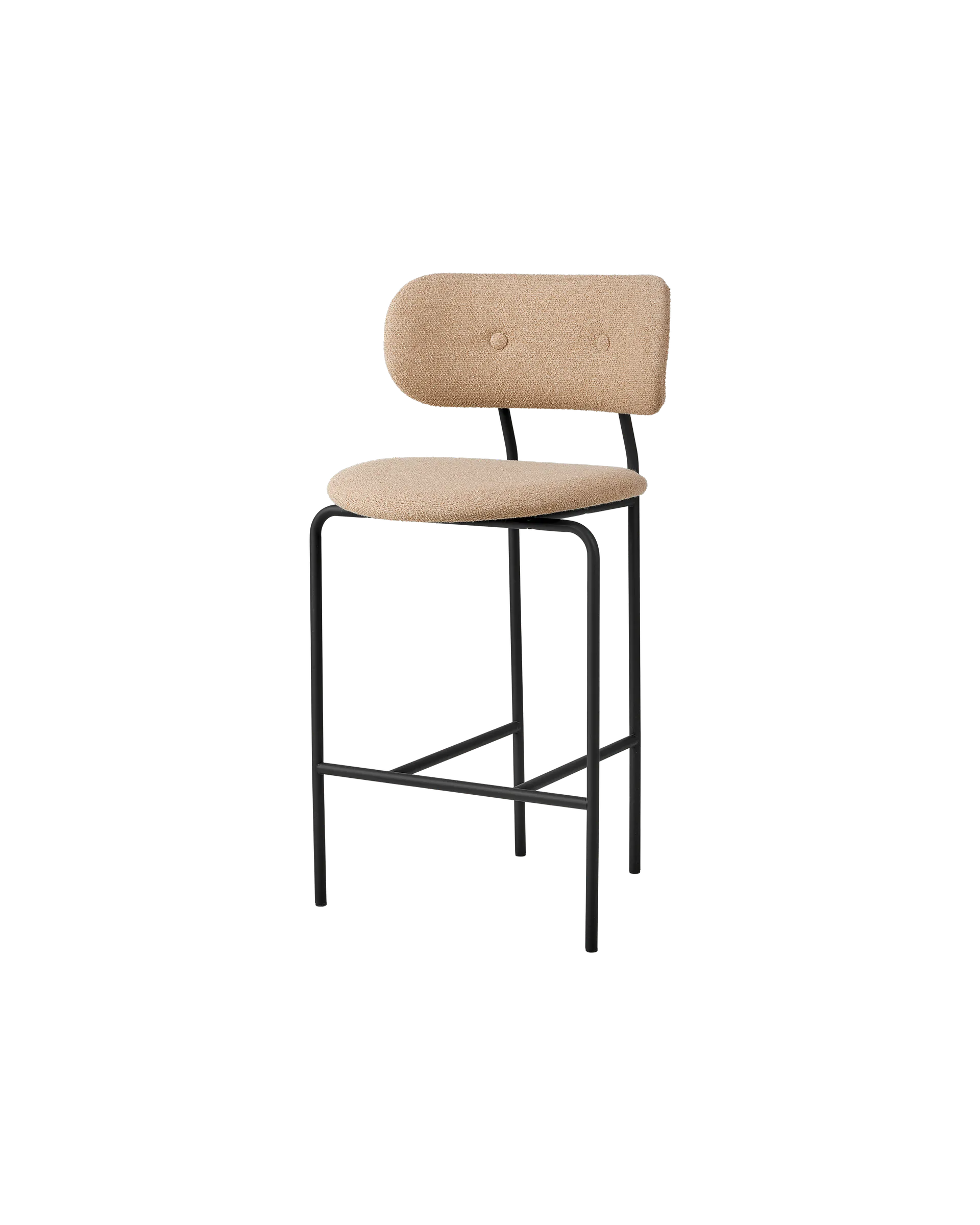 GUBI Coco Counter Chair, Fully Upholstered (Around Bouclé, Dedar (004, Standard), Black, Black Matt)