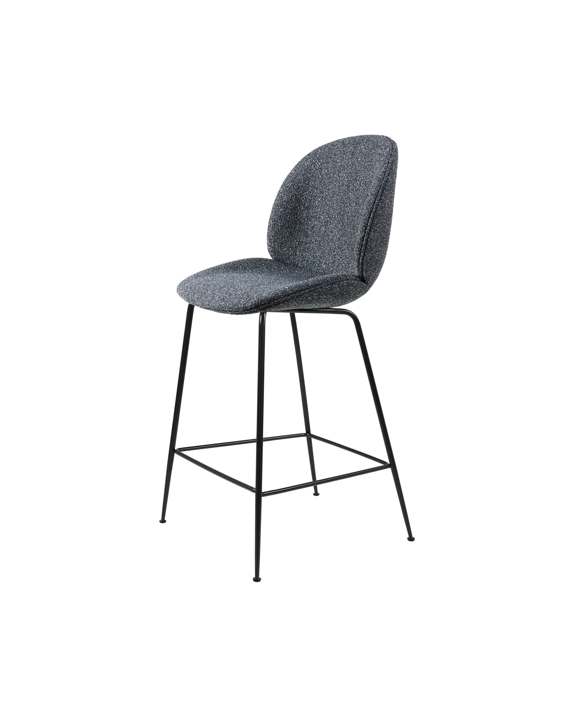 GUBI Beetle Counter Chair, Fully Upholstered (Around Bouclé, Dedar (023, Standard), Conic base, Black Matt)