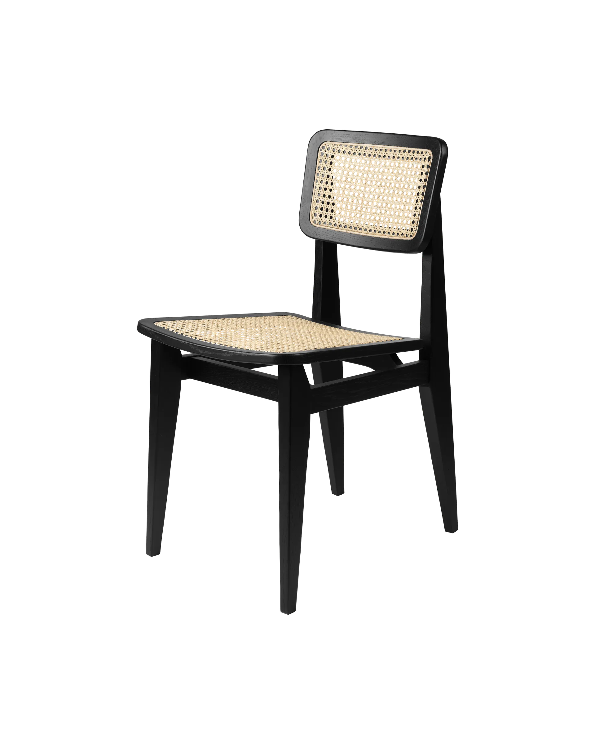 GUBI C-Chair Dining Chair (Black Stained Oak Matt Lacquered, All French Cane)