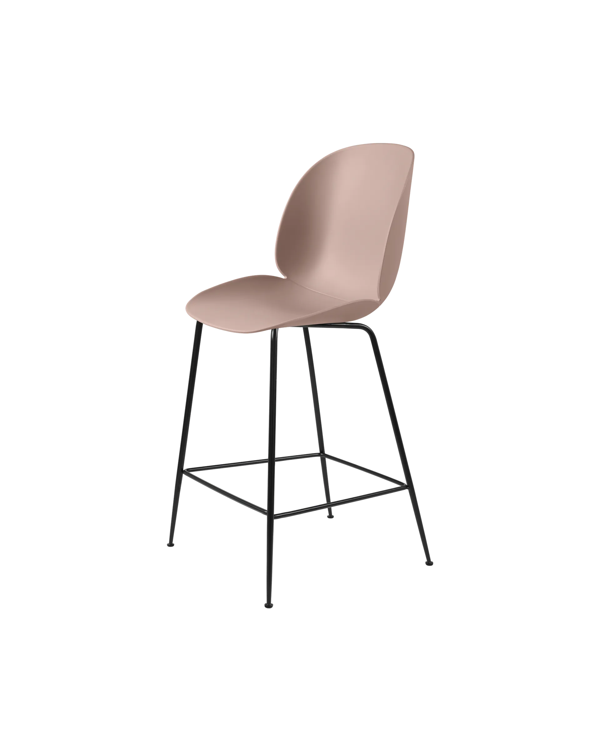 GUBI Beetle Counter Chair, Un-Upholstered (Conic base, Sweet Pink, Black Matt)