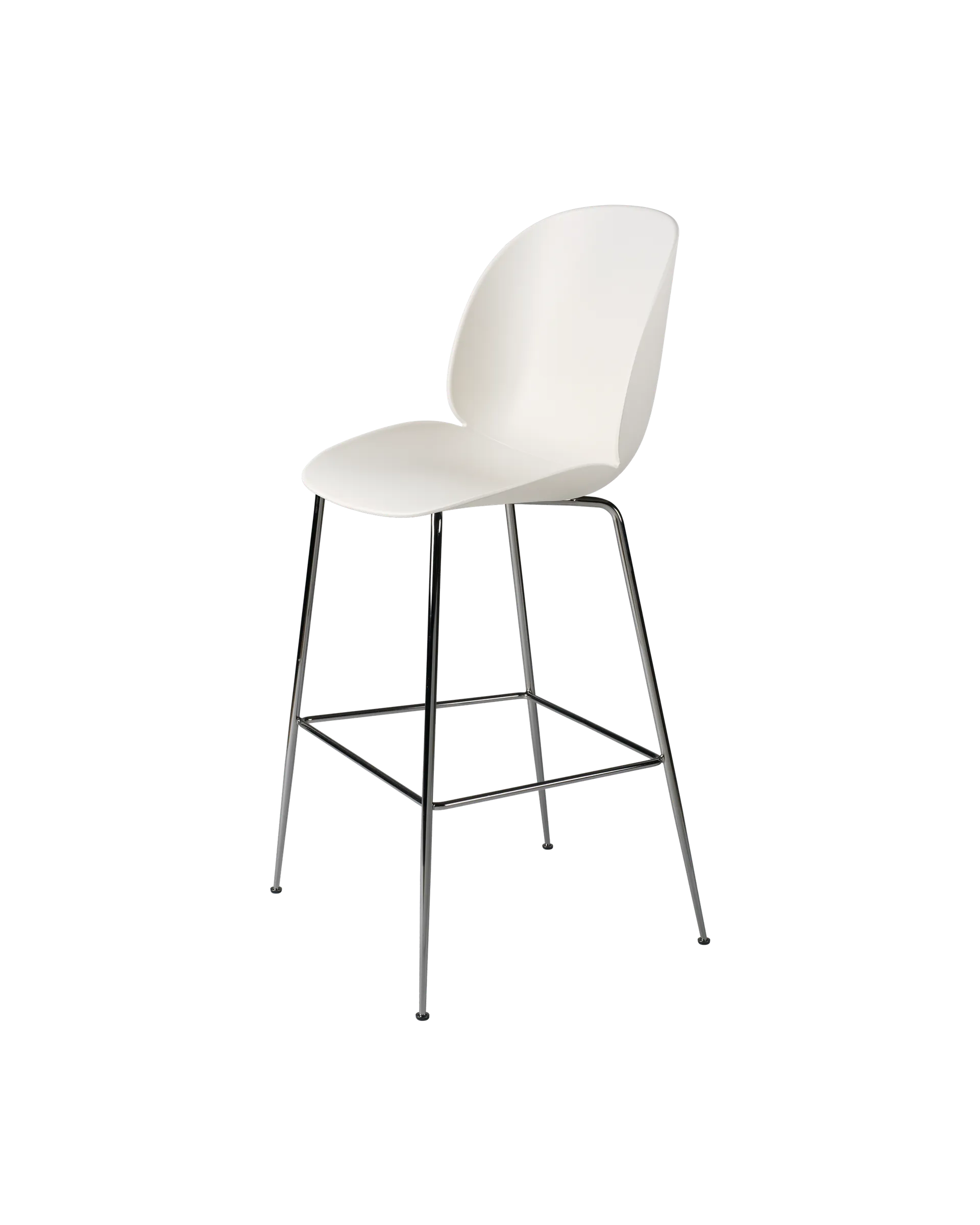 GUBI Beetle Bar Chair, Un-Upholstered (Conic base, Alabaster White, Black Chrome)