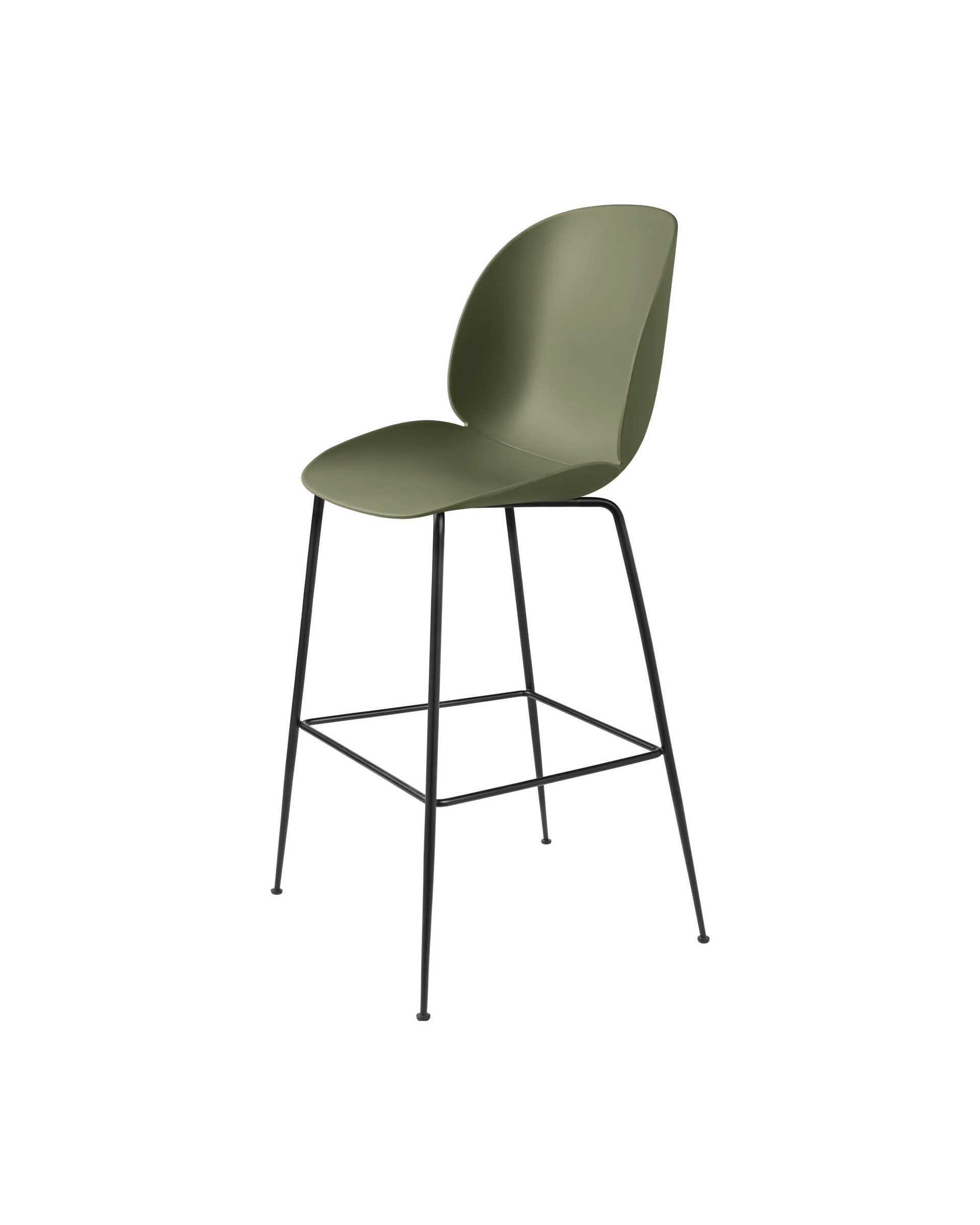 GUBI Beetle Bar Chair, Un-Upholstered (Conic base, Fern Green, Black Matt)