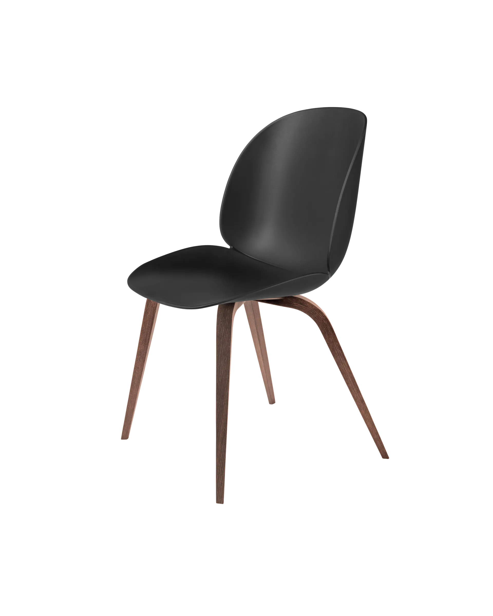 GUBI Beetle Dining Chair, Un-Upholstered (Wood base, Black, American Walnut)