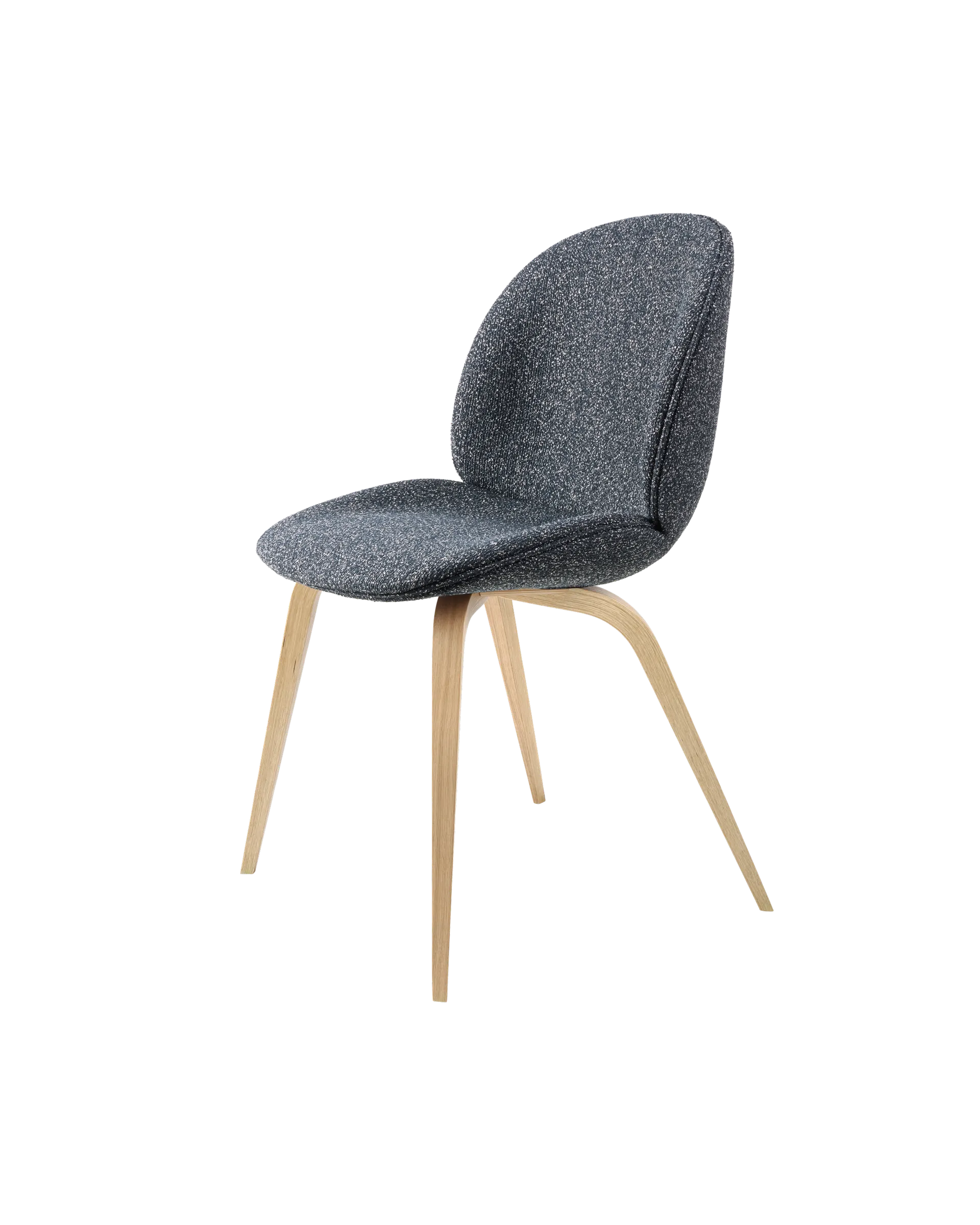 GUBI Beetle Dining Chair, Fully Upholstered (Around Bouclé, Dedar (023, Standard), Wood base, Oak Semi Matt)