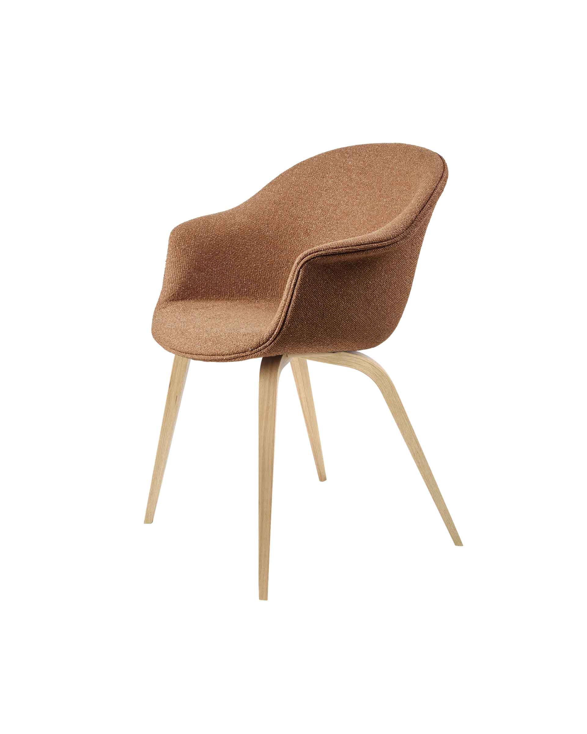 GUBI Bat Dining Chair, Fully Upholstered (Around Bouclé, Dedar (032, Standard), Wood base, Oak Semi Matt)