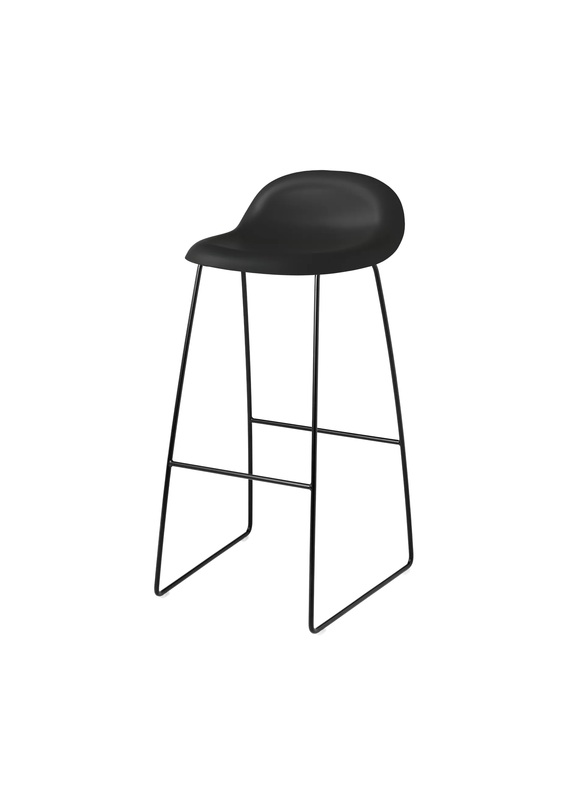 GUBI GUBI 3D Bar Stool, Un-Upholstered (Sledge base, Black, Black Matt)