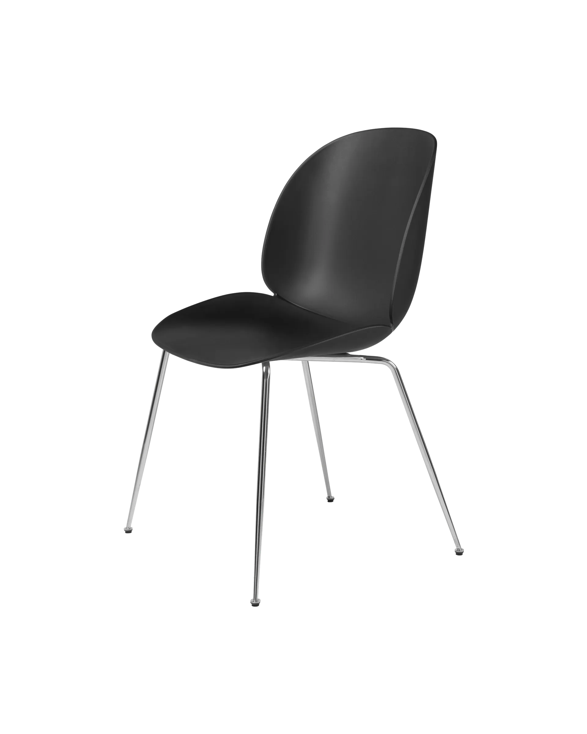 GUBI Beetle Dining Chair, Un-Upholstered (Conic base, Black, Chrome)