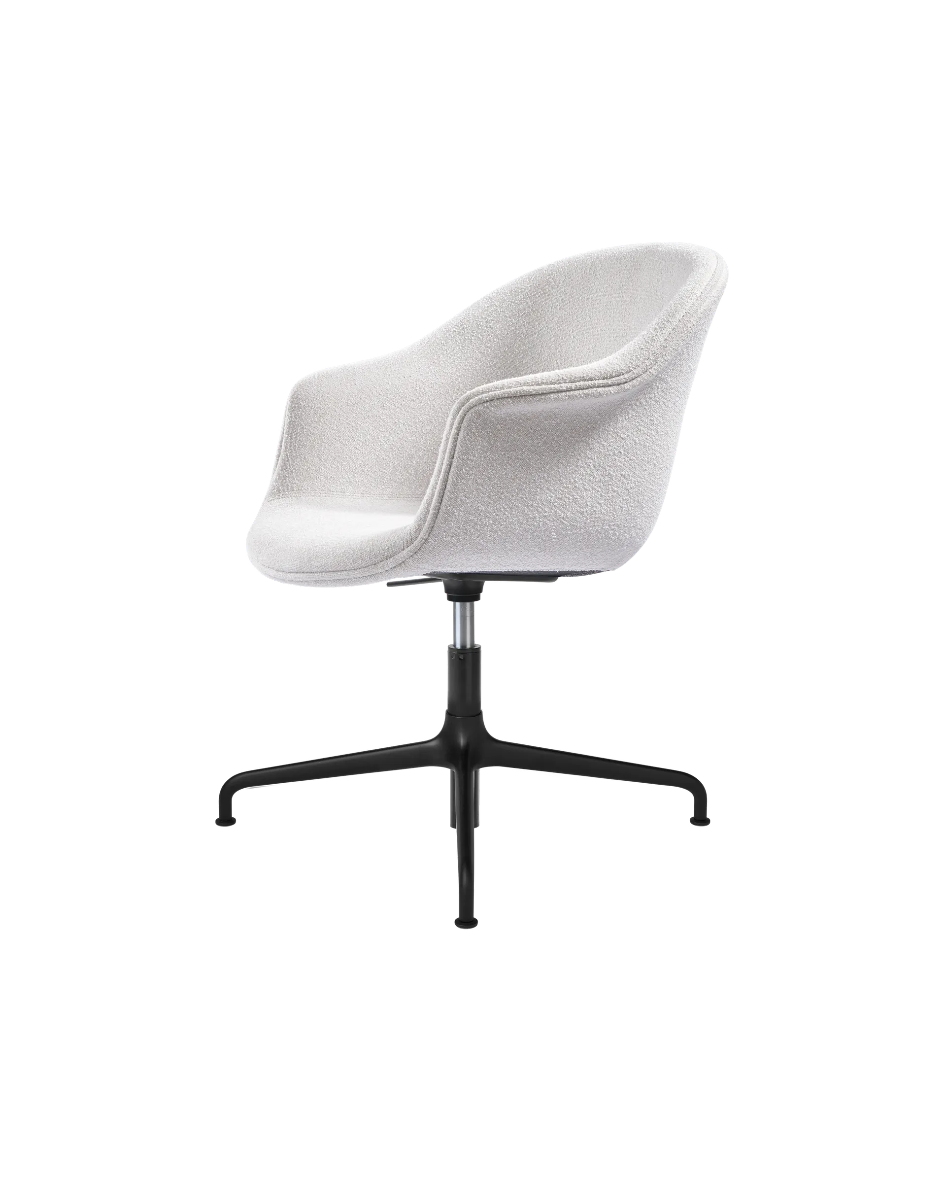 GUBI Bat Meeting Chair, Fully Upholstered (Light Bouclé, GUBI (001, Standard), Height adjustable 4-star base, Black Matt)