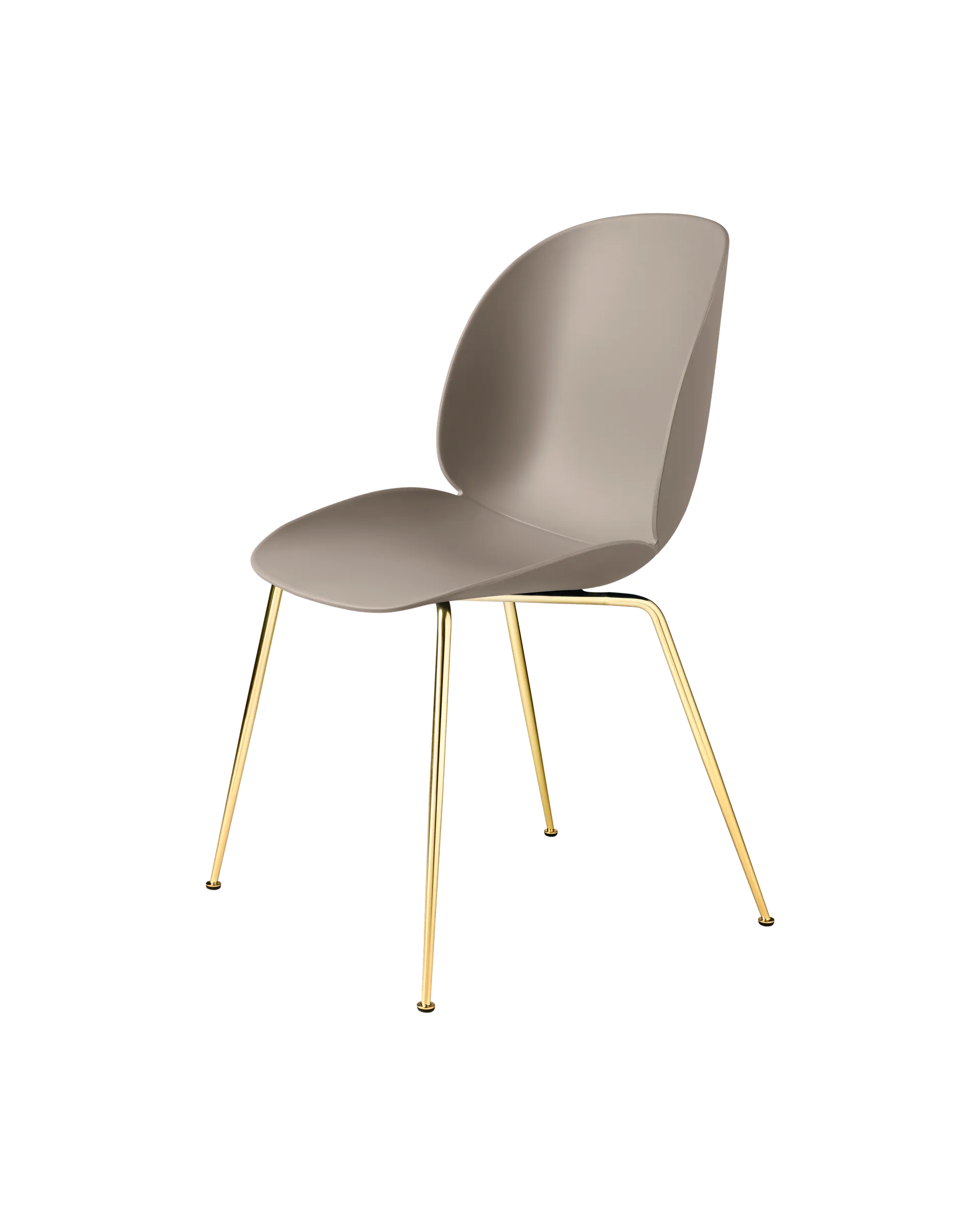 GUBI Beetle Dining Chair, Un-Upholstered (Conic base, New Beige, Brass Semi Matt)