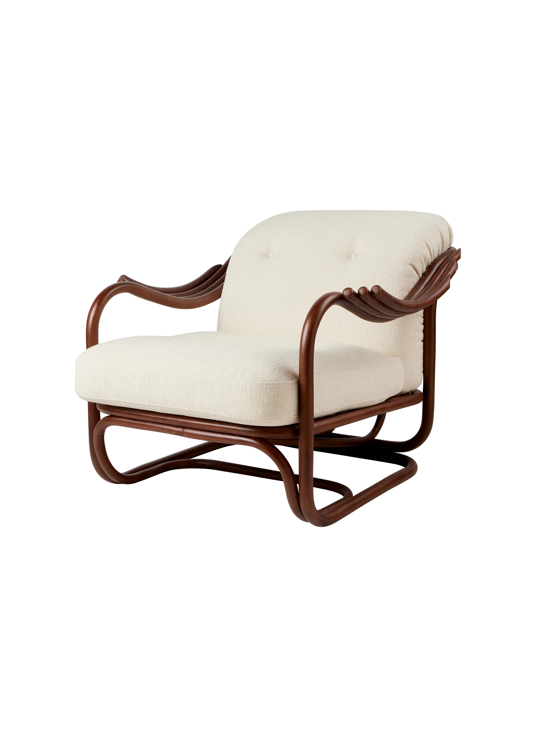 GUBI Poltrona Tria Lounge Chair (Dark Rattan, Bouclé, GUBI (001, Standard))