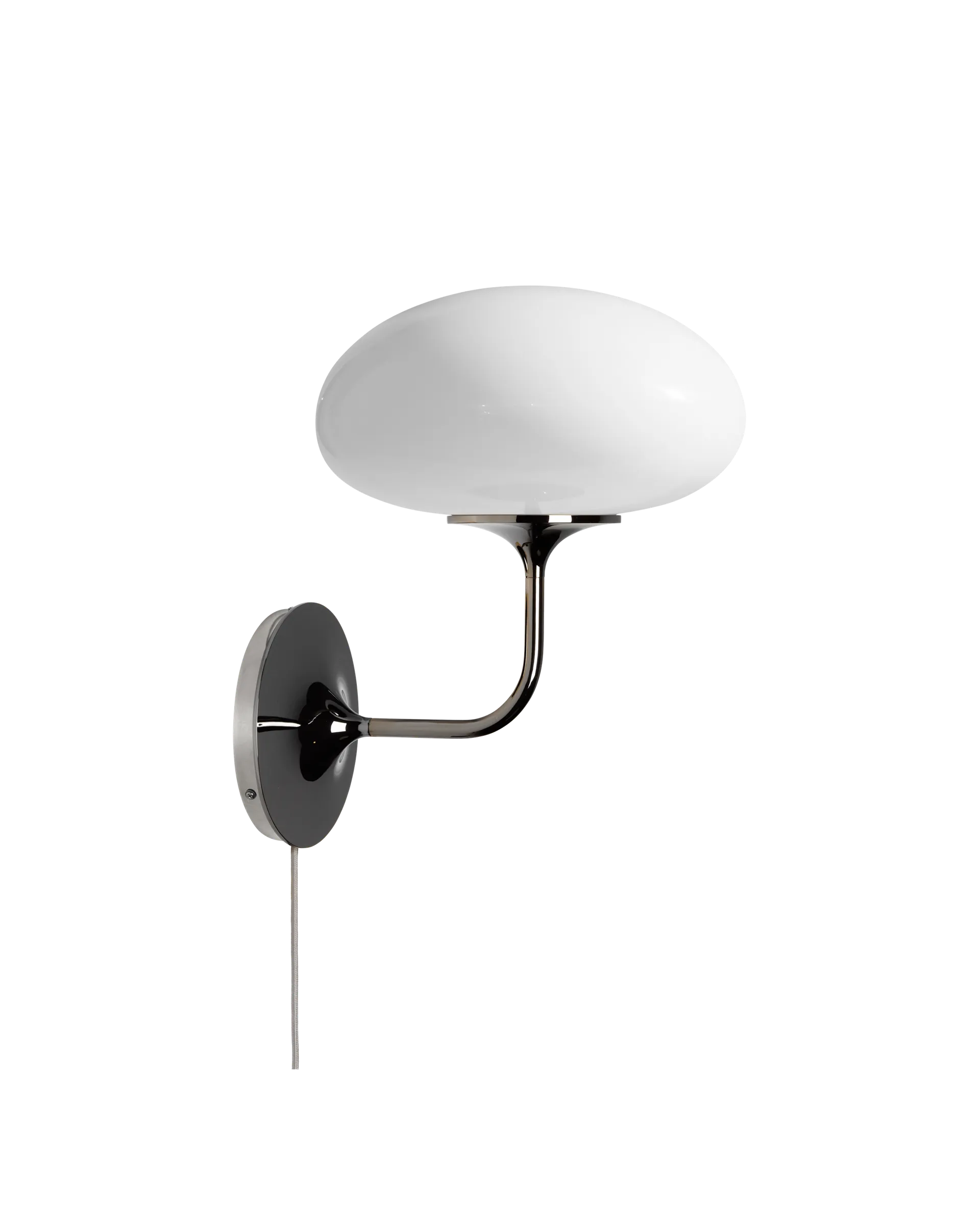 GUBI Stemlite Wall Lamp (Black Chrome, Opal Glass, UK)