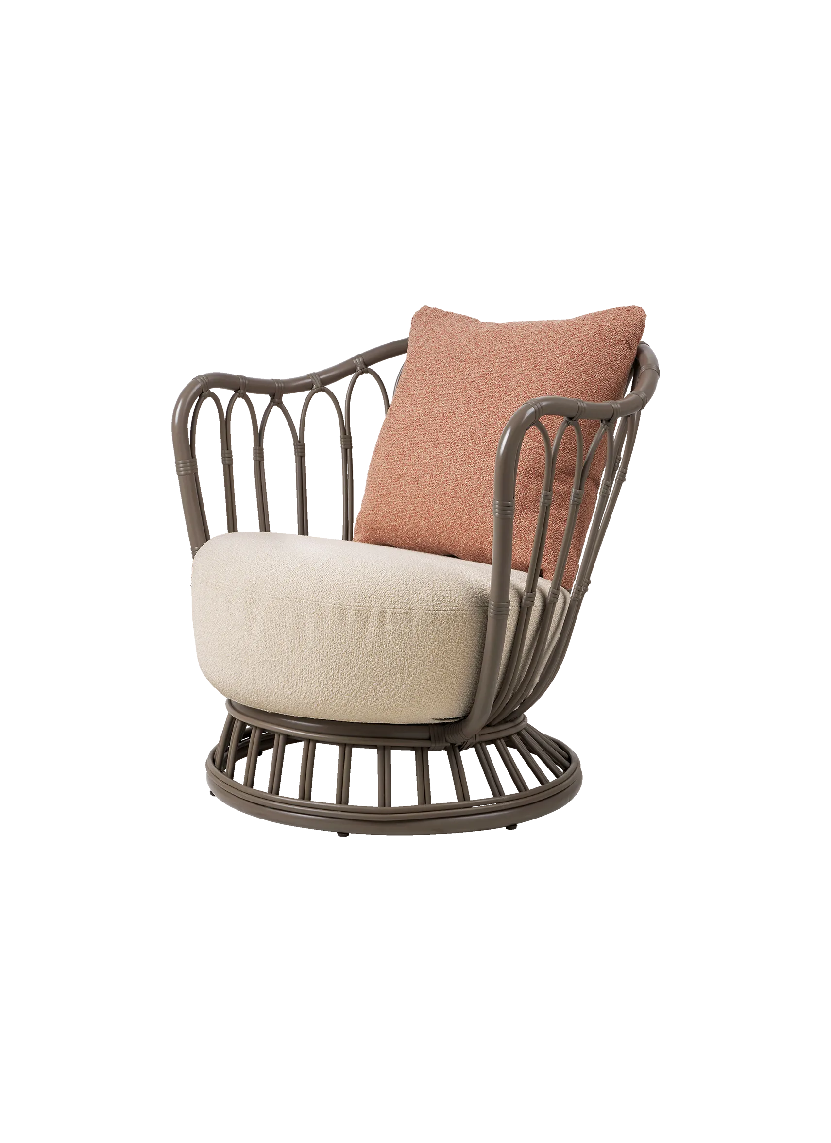 GUBI Grace Lounge Chair, Outdoor (Lorkey, Limonta (44, Standard), Mushroom Gray, Lorkey, Limonta (41, Standard))