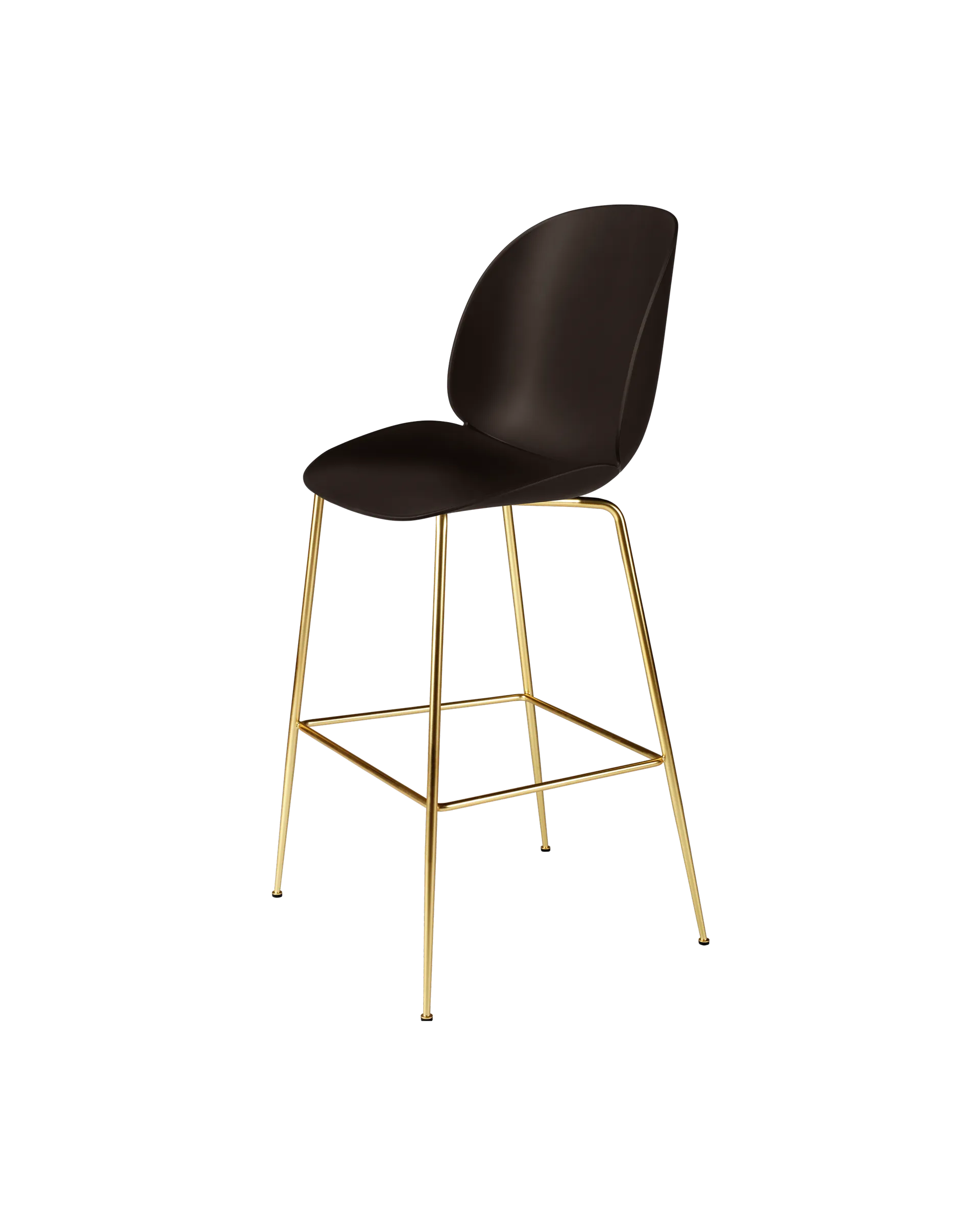 GUBI Beetle Bar Chair, Un-Upholstered (Conic base, Mocha Brown, Brass Semi Matt)