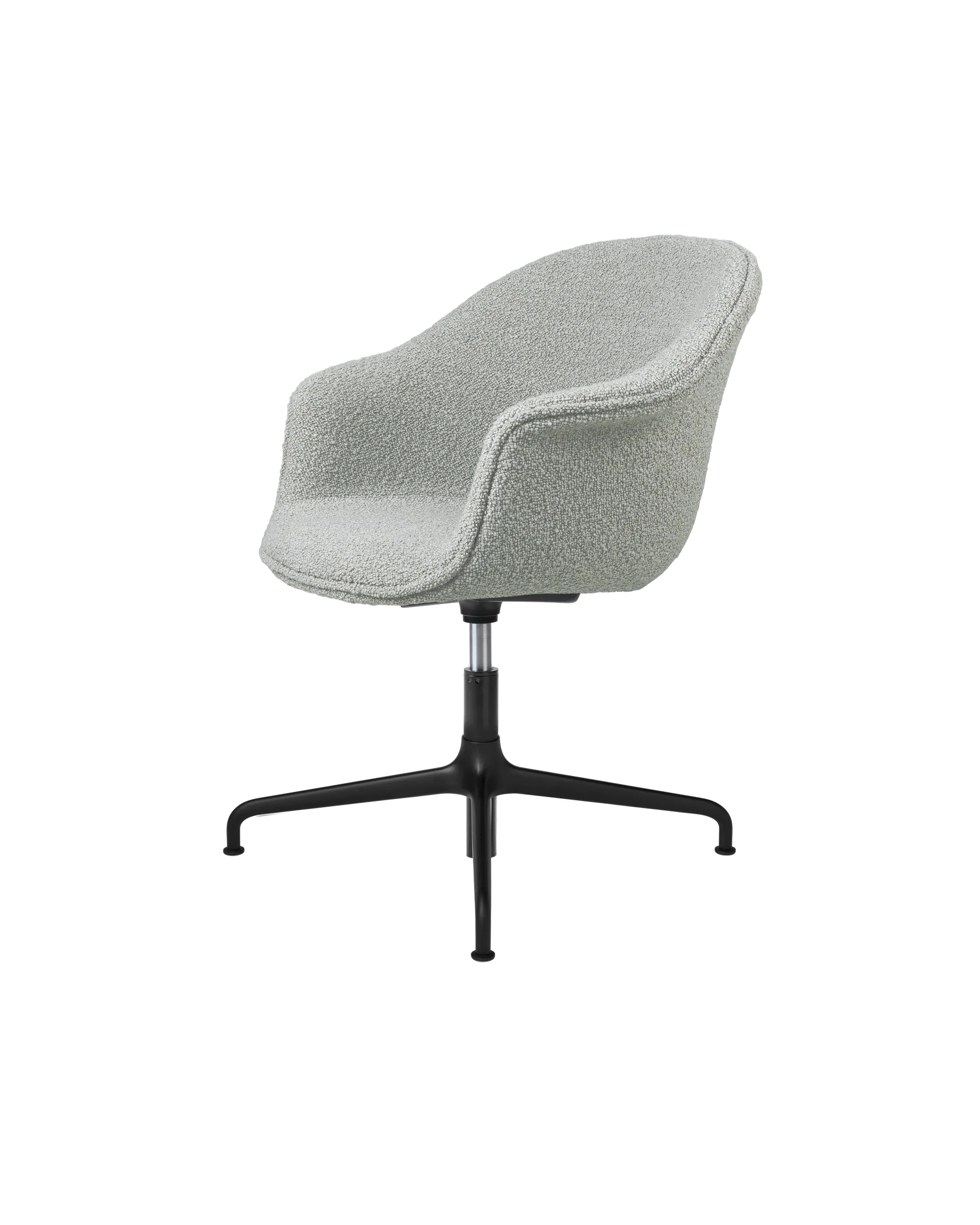 GUBI Bat Meeting Chair, Fully Upholstered (Karakorum, Dedar (004, Standard), Height adjustable 4-star base, Black Matt)