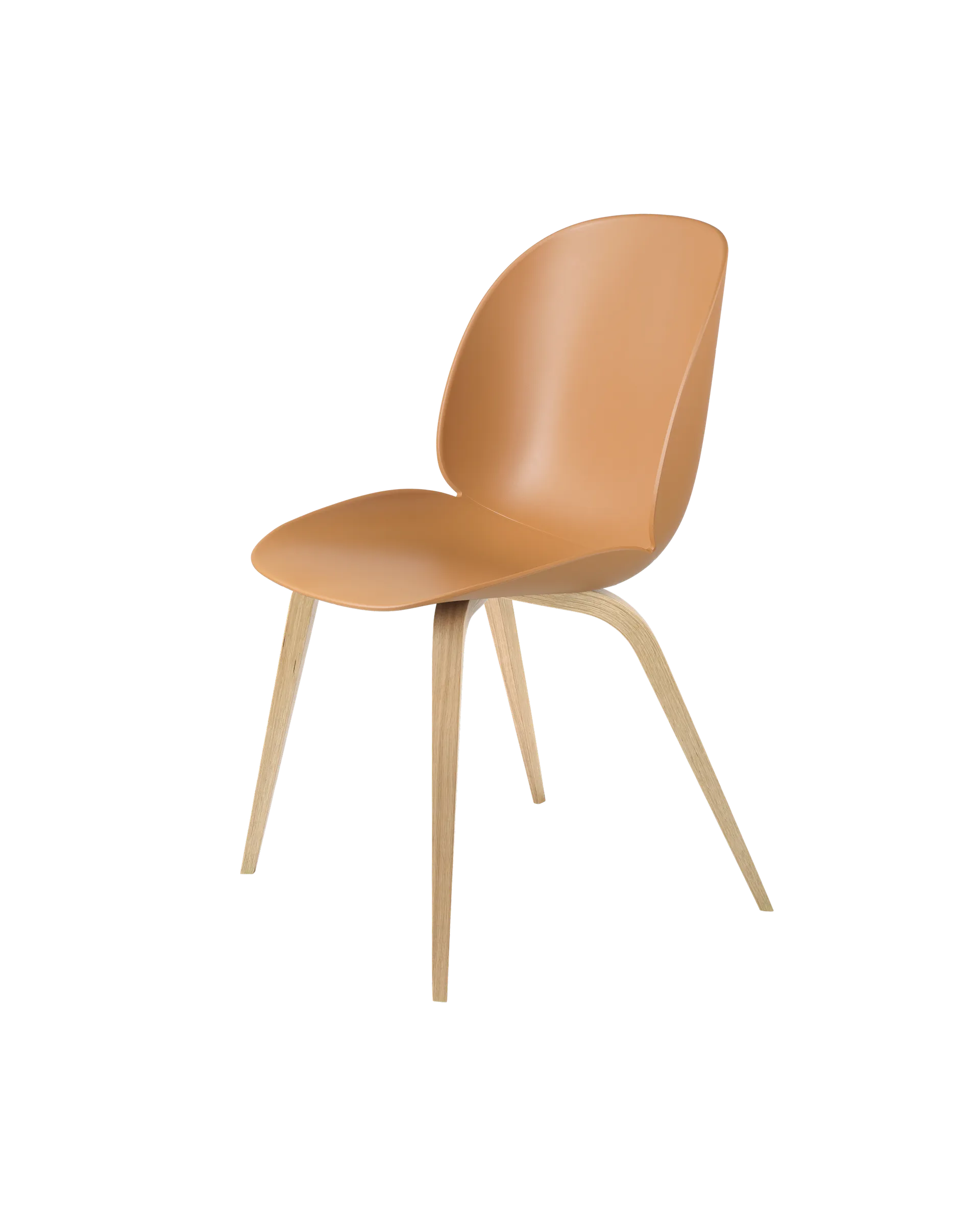GUBI Beetle Dining Chair, Un-Upholstered (Wood base, Amber Brown, Oak Semi Matt Lacquered)