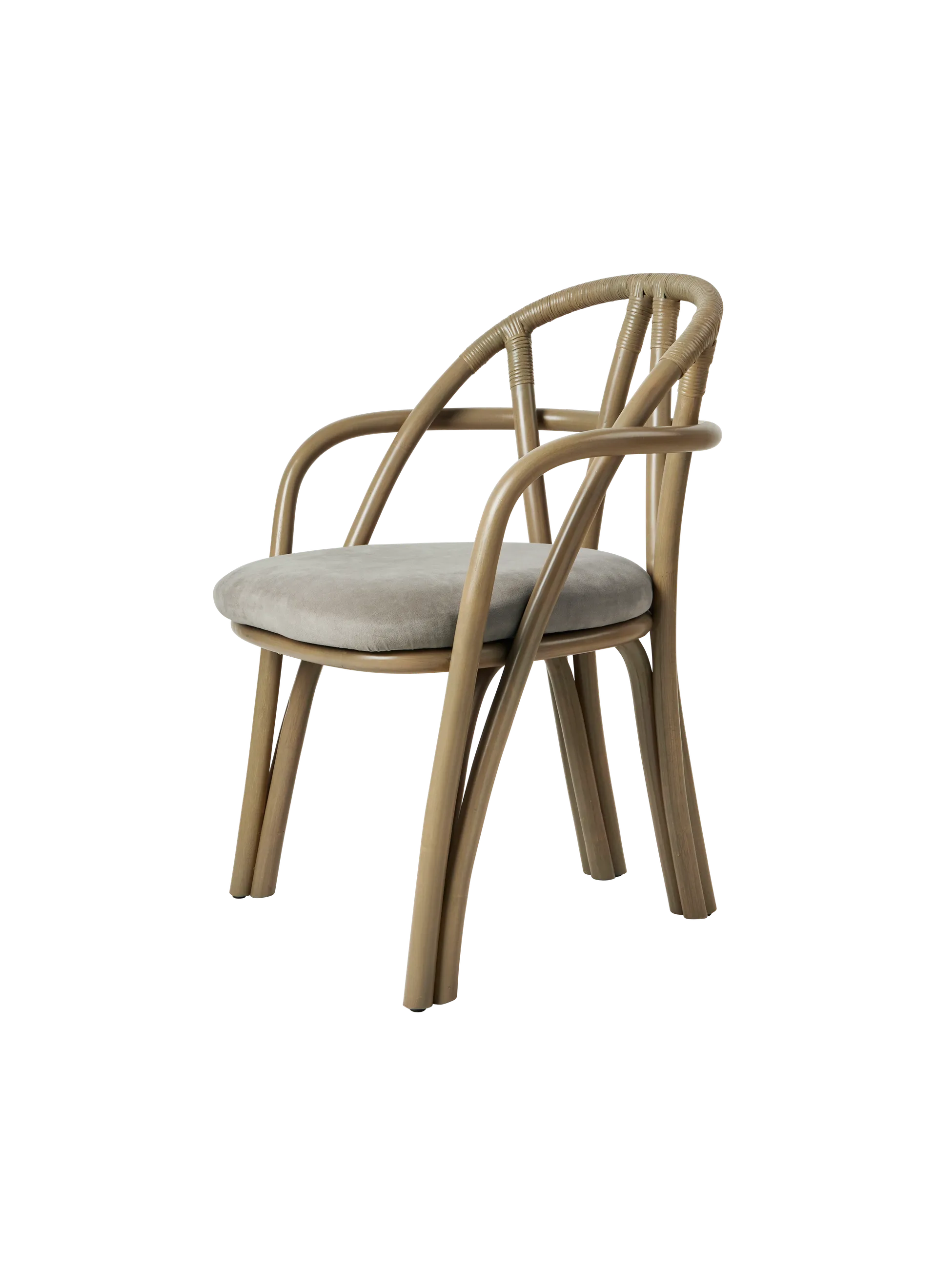 GUBI Bistra Dining Armchair (Fustagno, GUBI (003, Standard), Olive Stained Rattan)