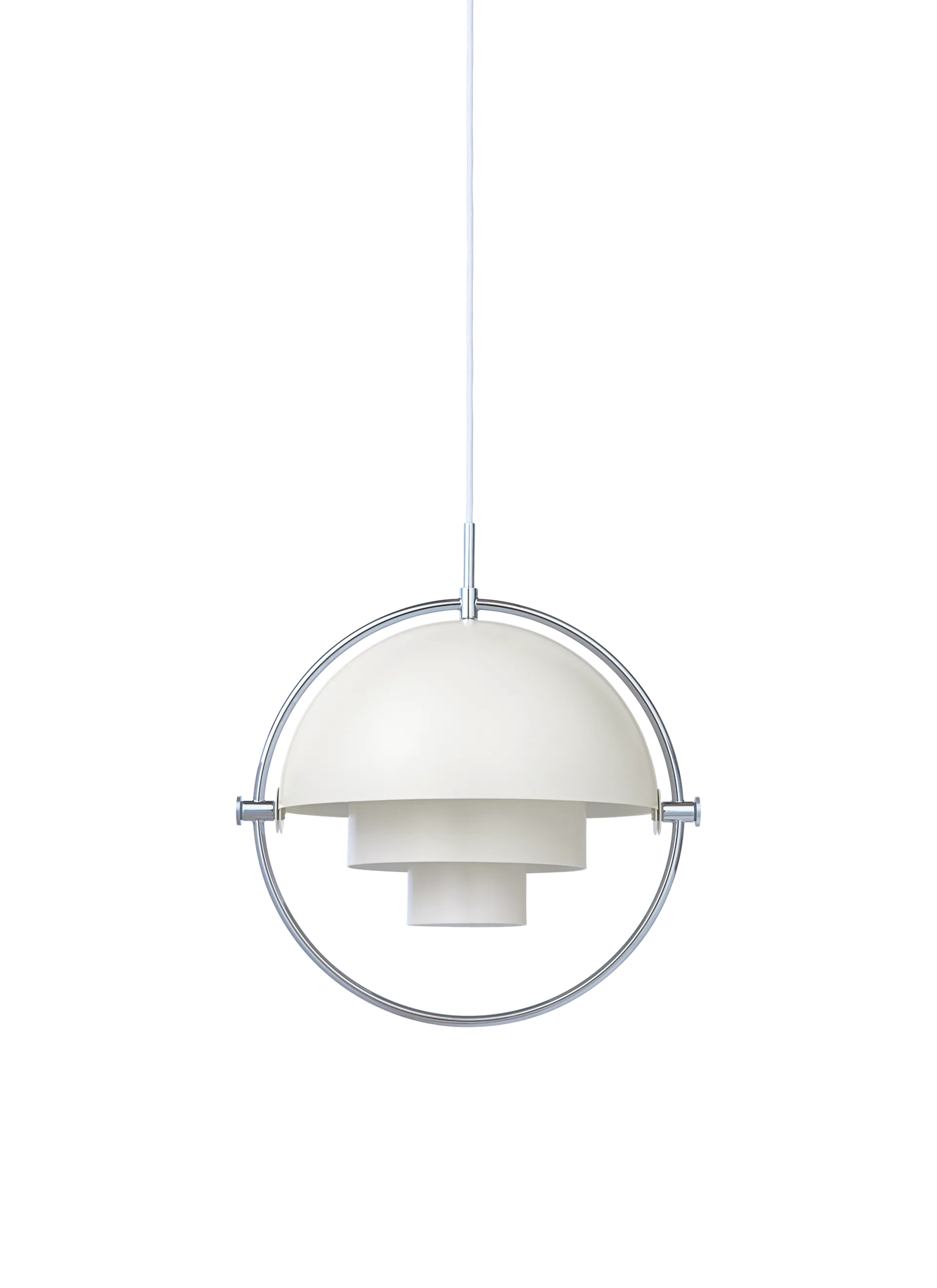 GUBI Multi-Lite Pendant (Chrome, White Semi Matt, Ø32 x 16 cm, EU)