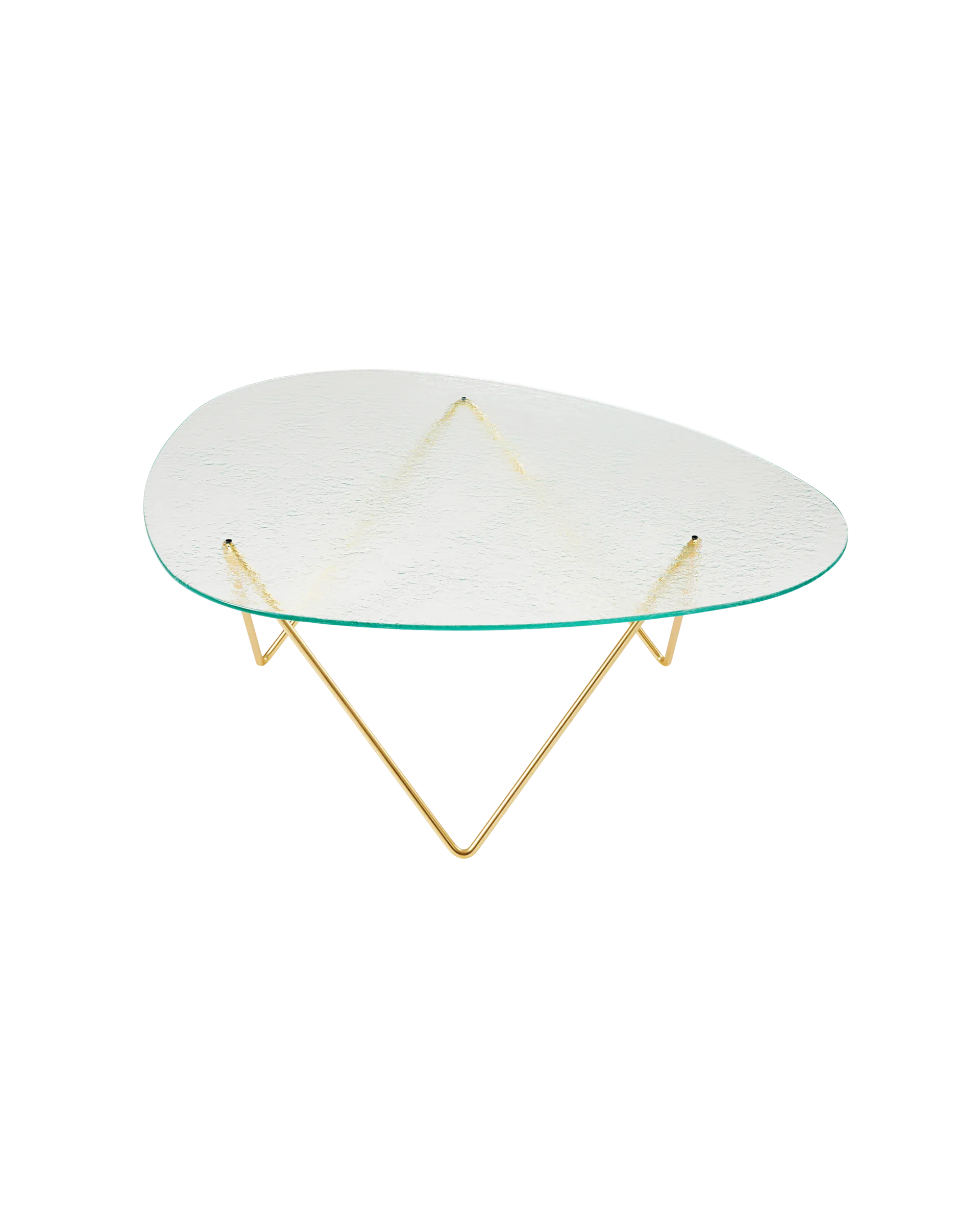 GUBI Pedrera Coffee Table (Brass Semi Matt, Transparent Structured Glass)