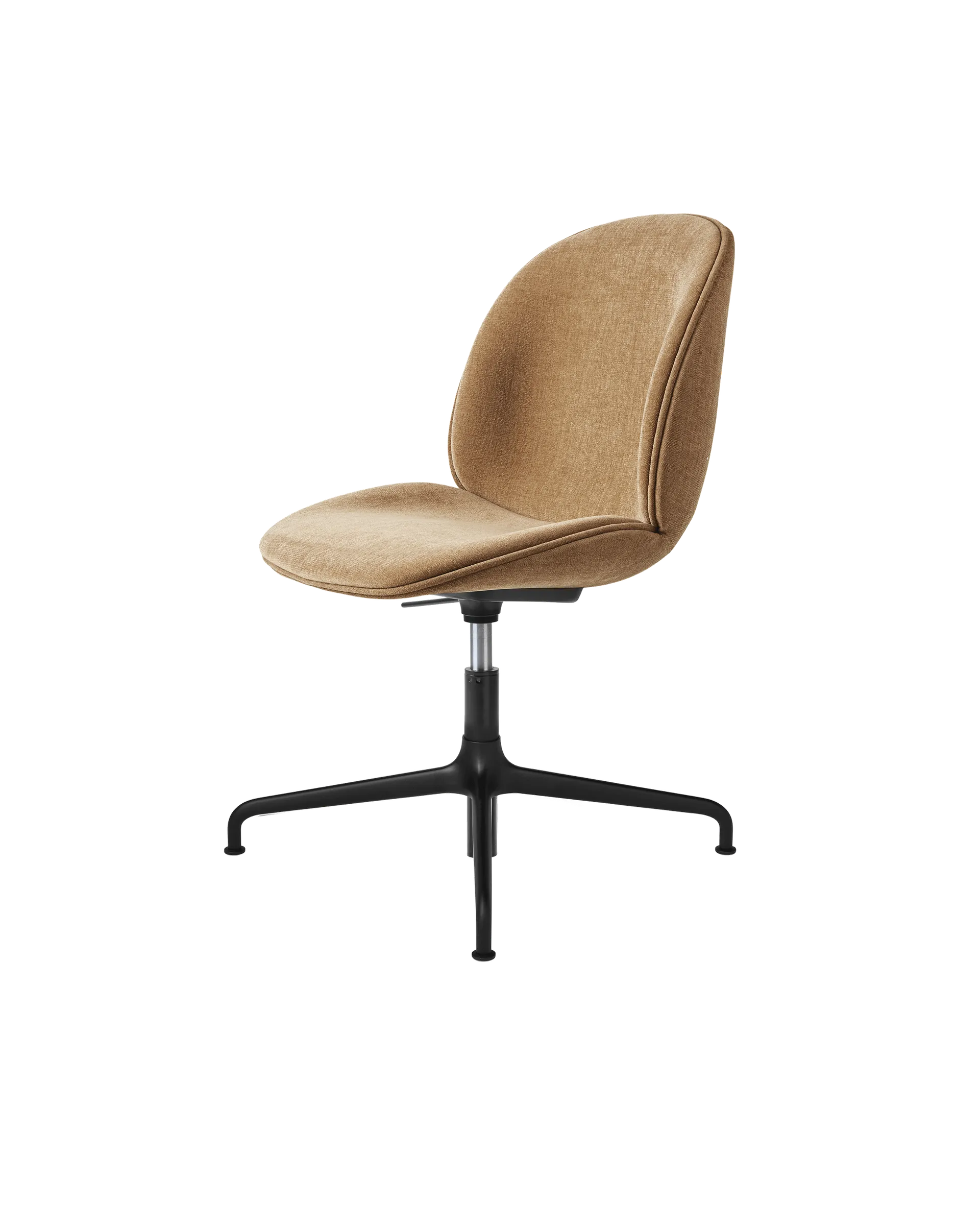 GUBI Beetle Meeting Chair, Fully Upholstered (Belsuede Special FR, Dedar (003, Standard), Height adjustable 4-star base, Black Matt)