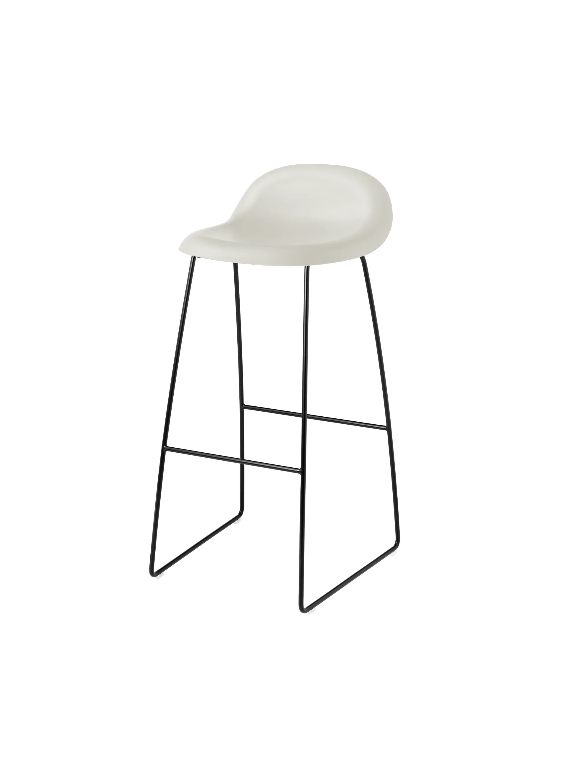 GUBI GUBI 3D Bar Stool, Un-Upholstered (Sledge base, Alabaster White, Black Matt)
