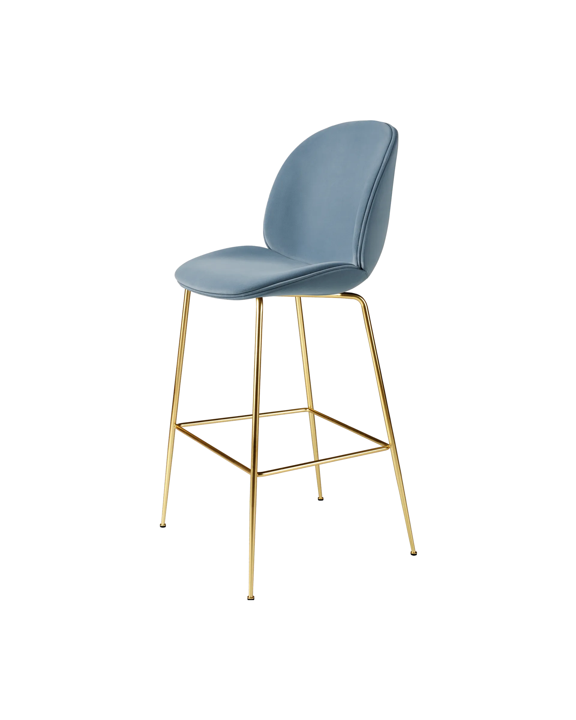 GUBI Beetle Bar Chair, Fully Upholstered (Sunday, Dedar (002, Standard), Conic base, Brass Semi Matt)
