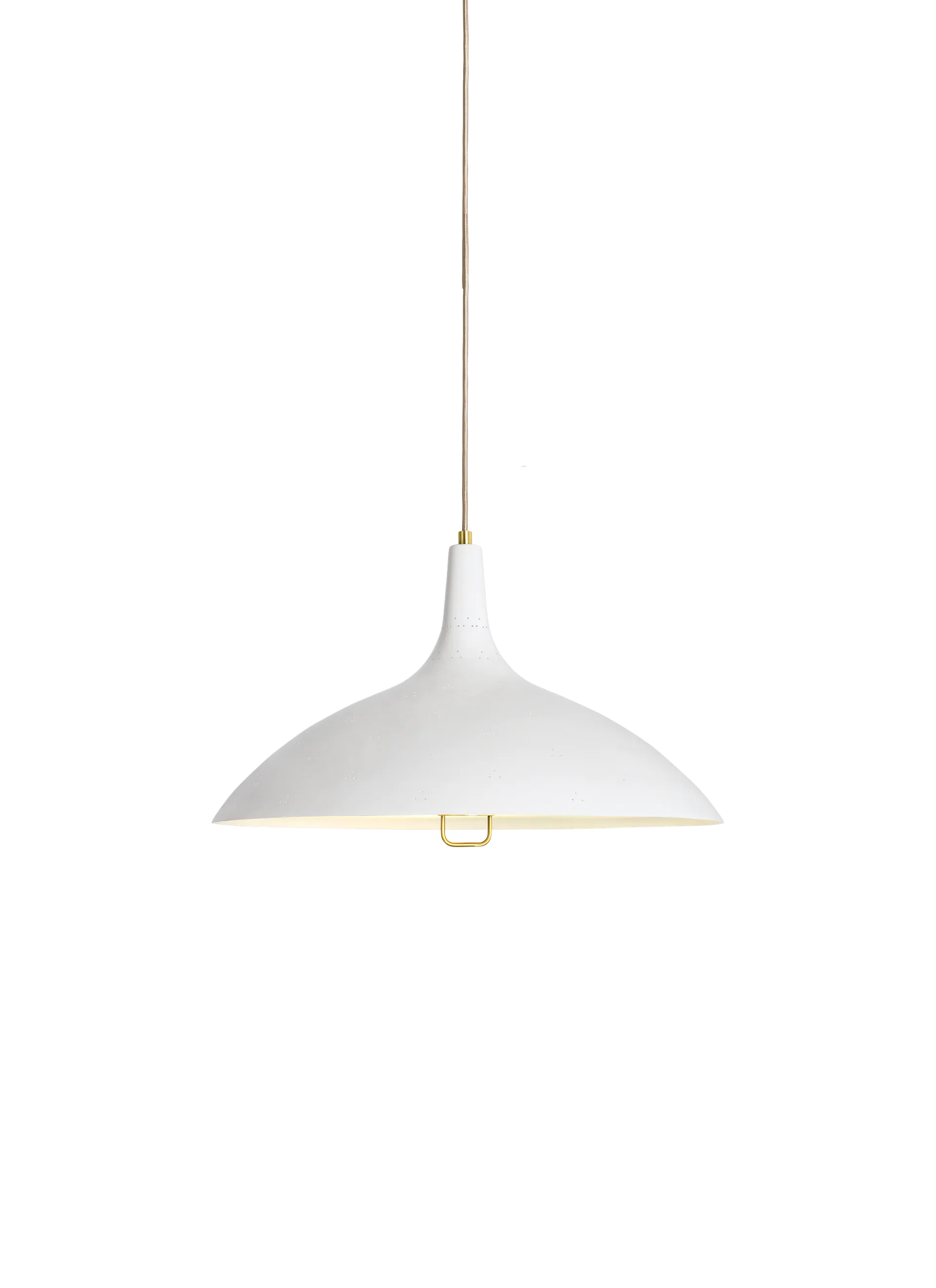 GUBI 1965 Pendant (Classic White Semi Matt, Brass, No, EU)