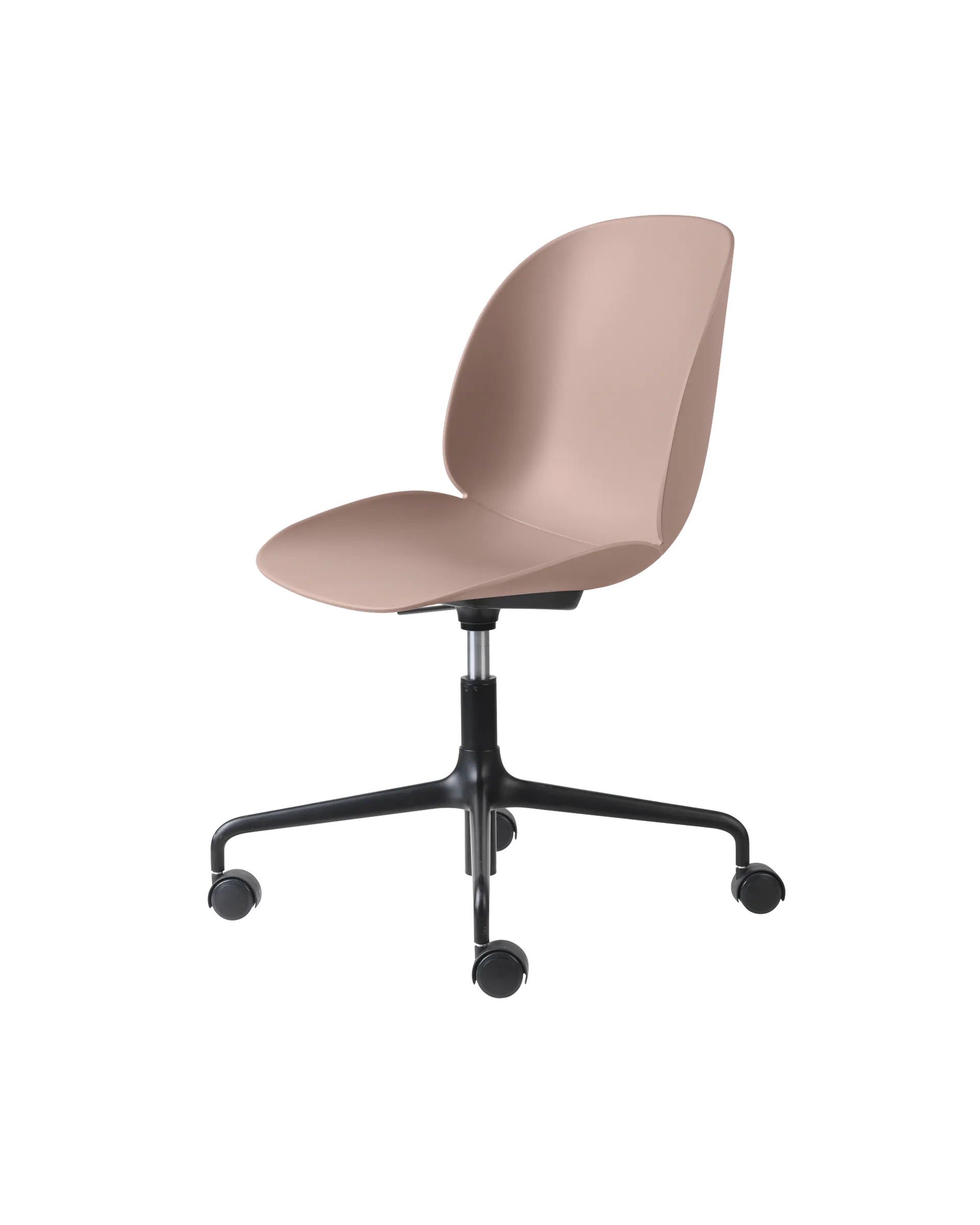 GUBI Beetle Meeting Chair, Un-Upholstered (Sweet Pink, Height adjustable 4-star base w. castors)