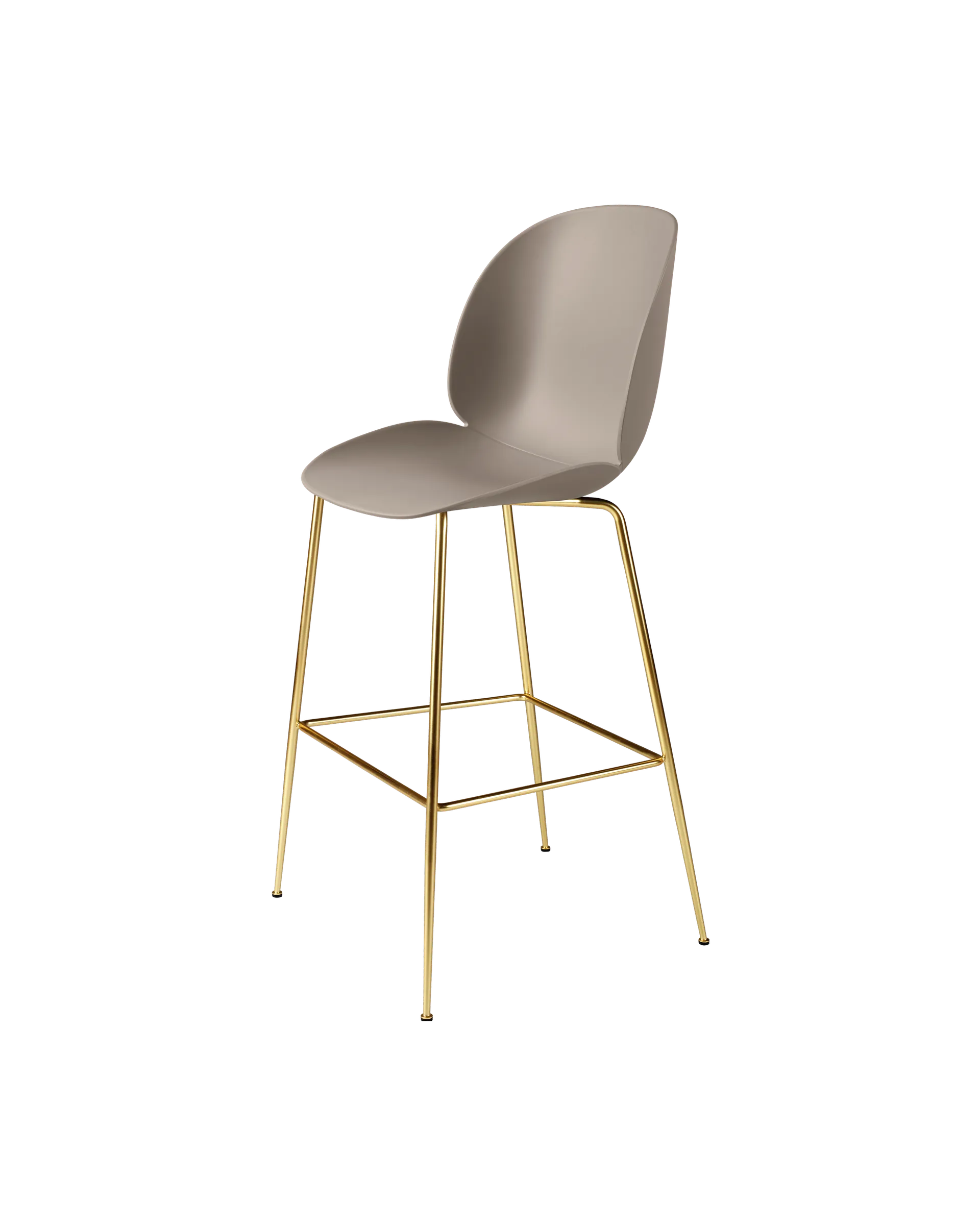GUBI Beetle Bar Chair, Un-Upholstered (Conic base, New Beige, Brass Semi Matt)