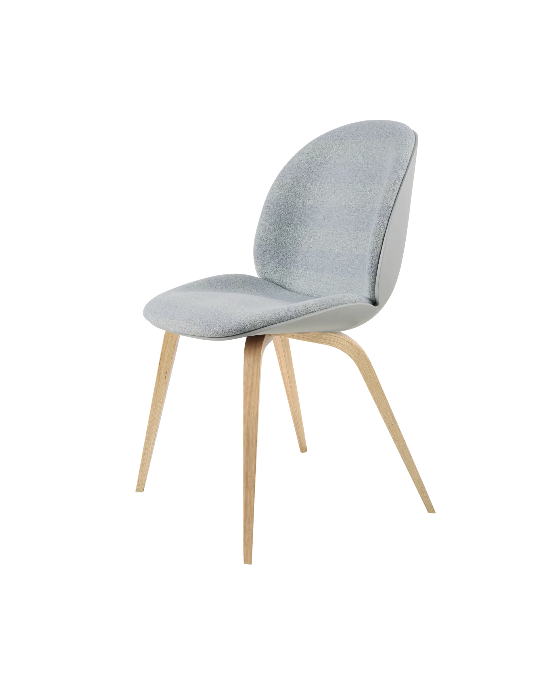 GUBI Beetle Dining Chair, Front Upholstered (Kvadrat Sahco, Acca Stripe 0731, Oak Semi Matt, Lunar Gray)