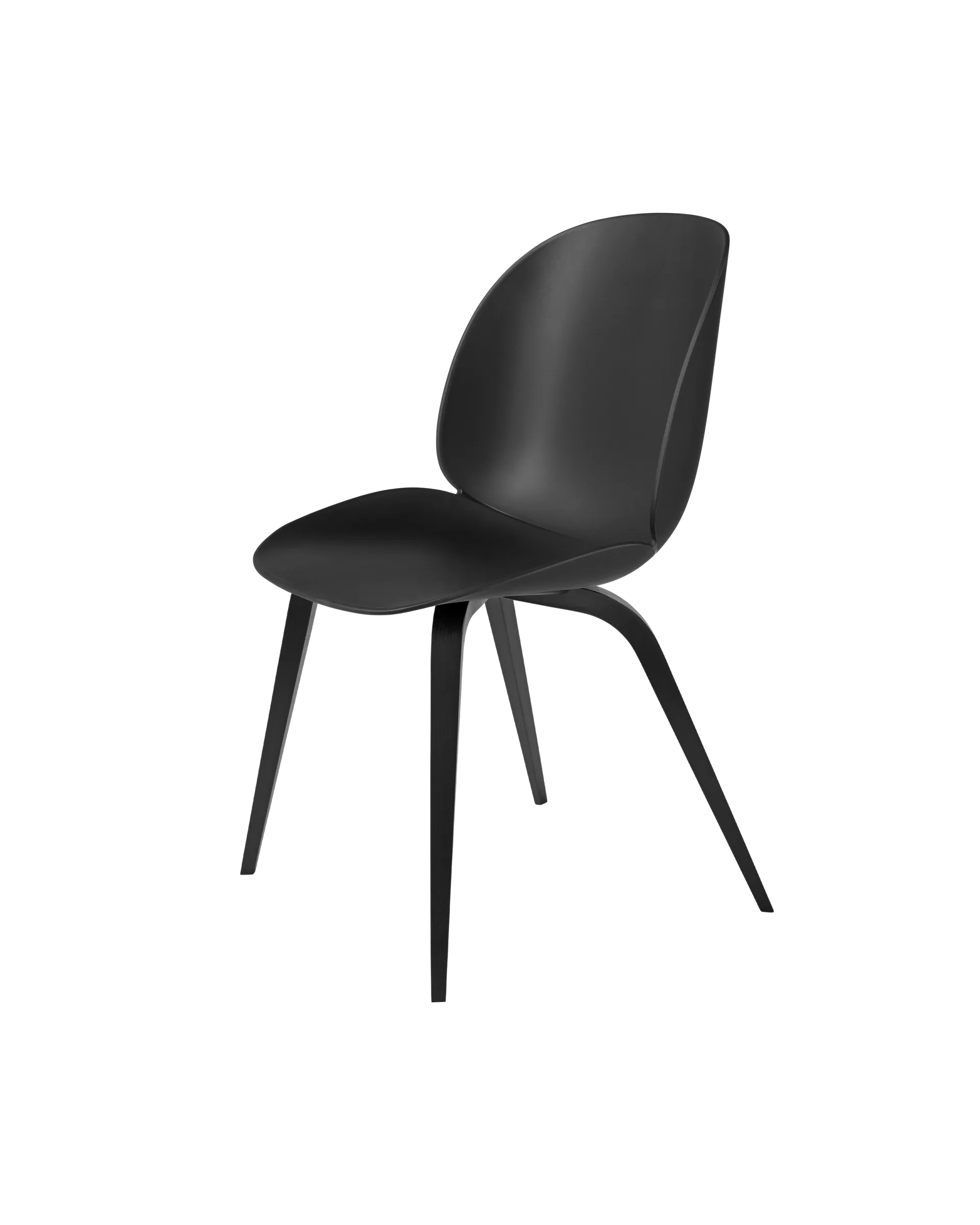 GUBI Beetle Dining Chair, Un-Upholstered (Wood base, Black, Black Stained Beech Semi Matt Lacquered)