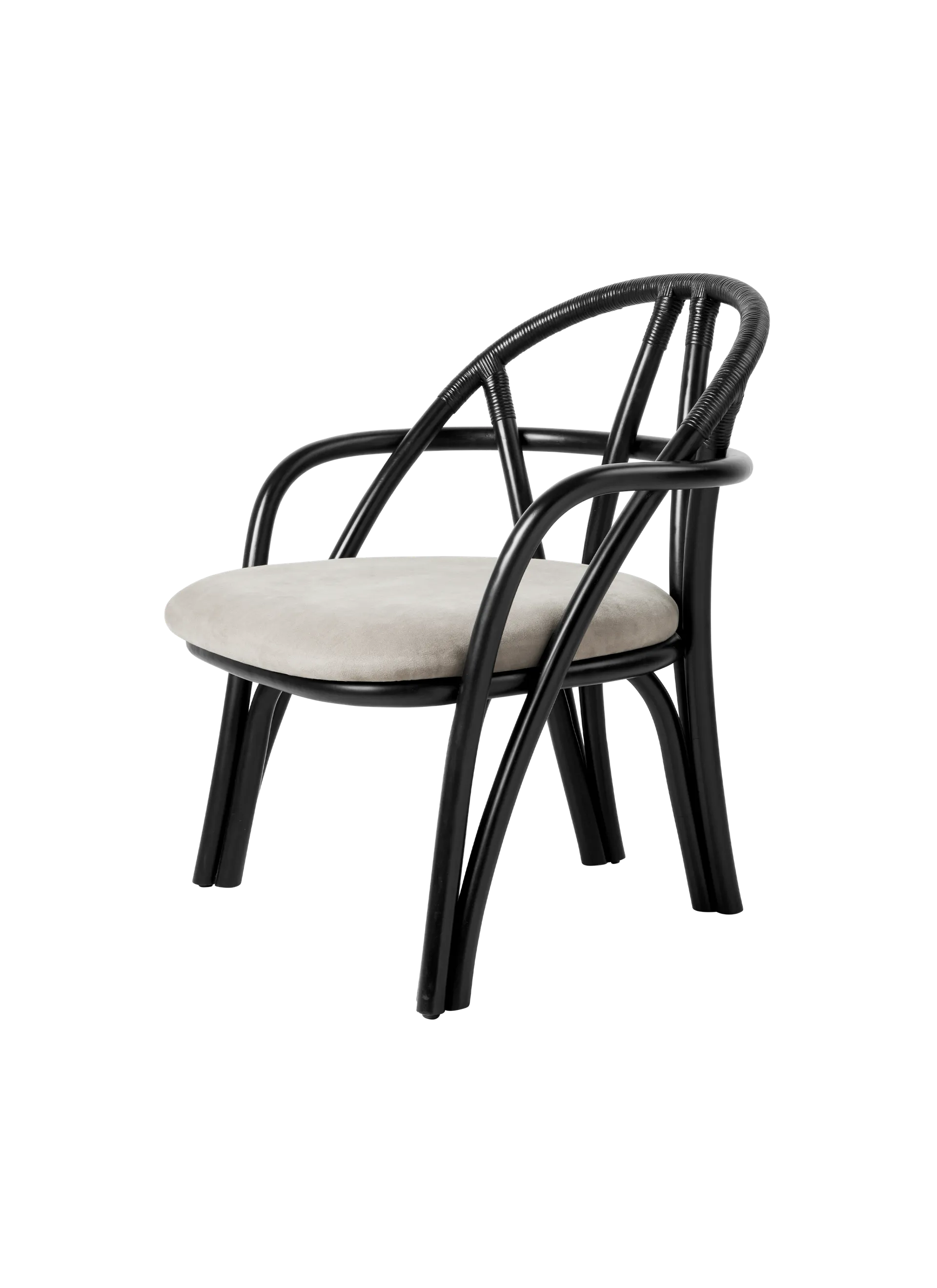 GUBI Bistra Lounge Chair (Fustagno, GUBI (001, Standard), Ebony Painted Rattan)