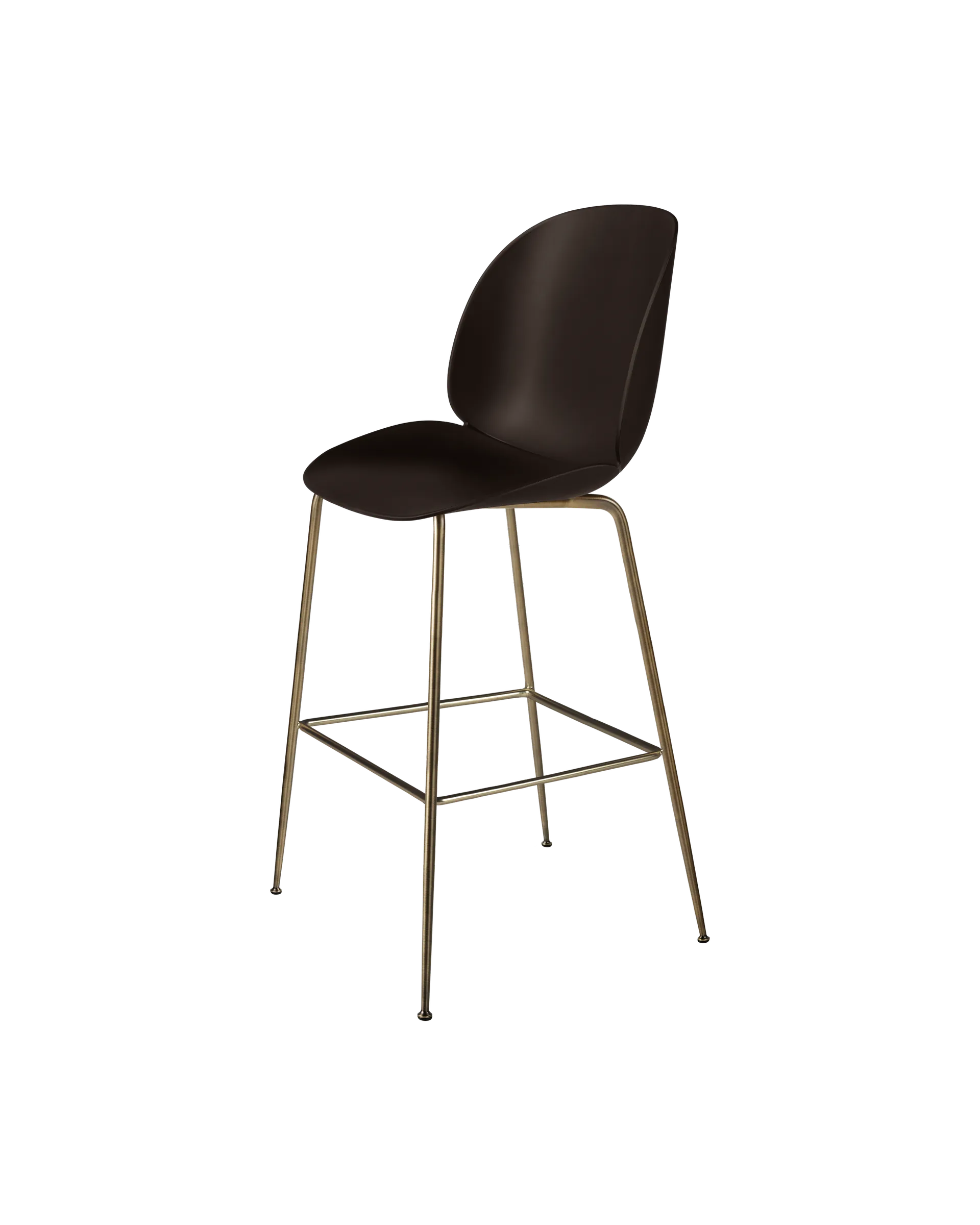 GUBI Beetle Bar Chair, Un-Upholstered (Conic base, Mocha Brown, Antique Brass)
