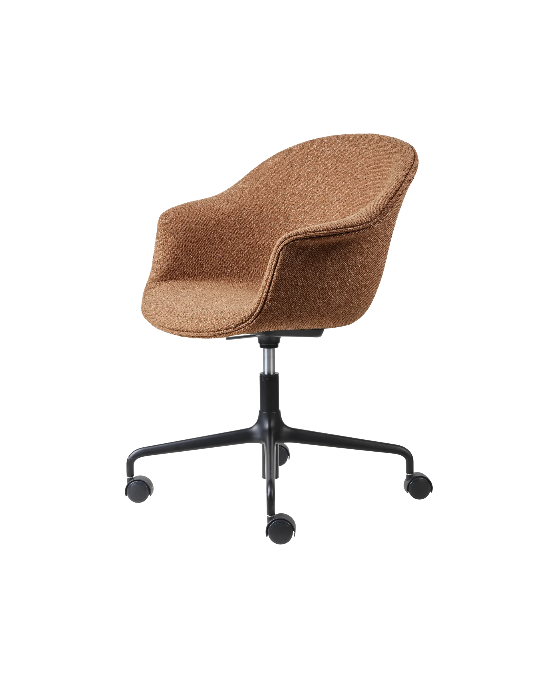 GUBI Bat Meeting Chair, Fully Upholstered (Around Bouclé, Dedar (032, Standard), Height adjustable 4-star base w. castors, Black Matt)