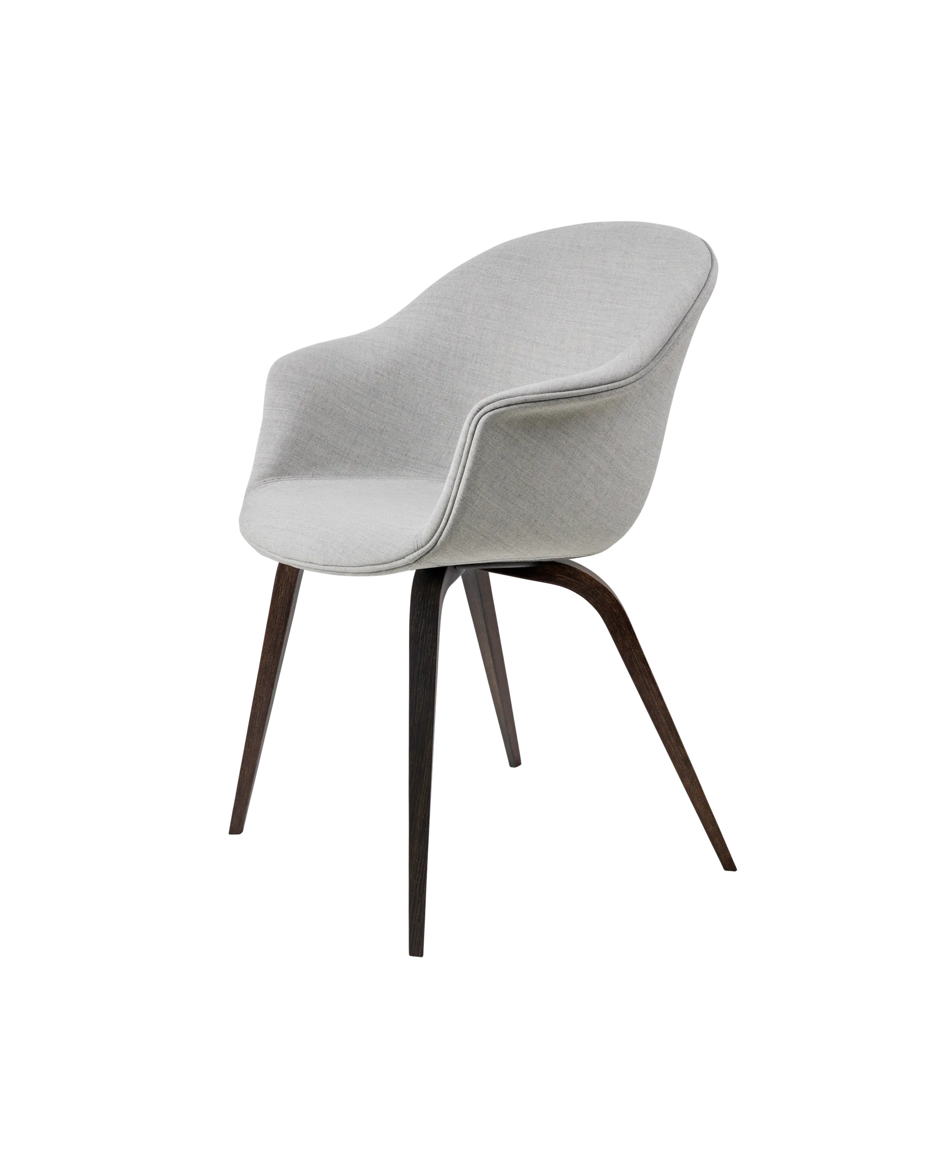 GUBI Bat Dining Chair, Fully Upholstered (Remix 3, Kvadrat (123, Standard), Wood base, Smoked Oak)