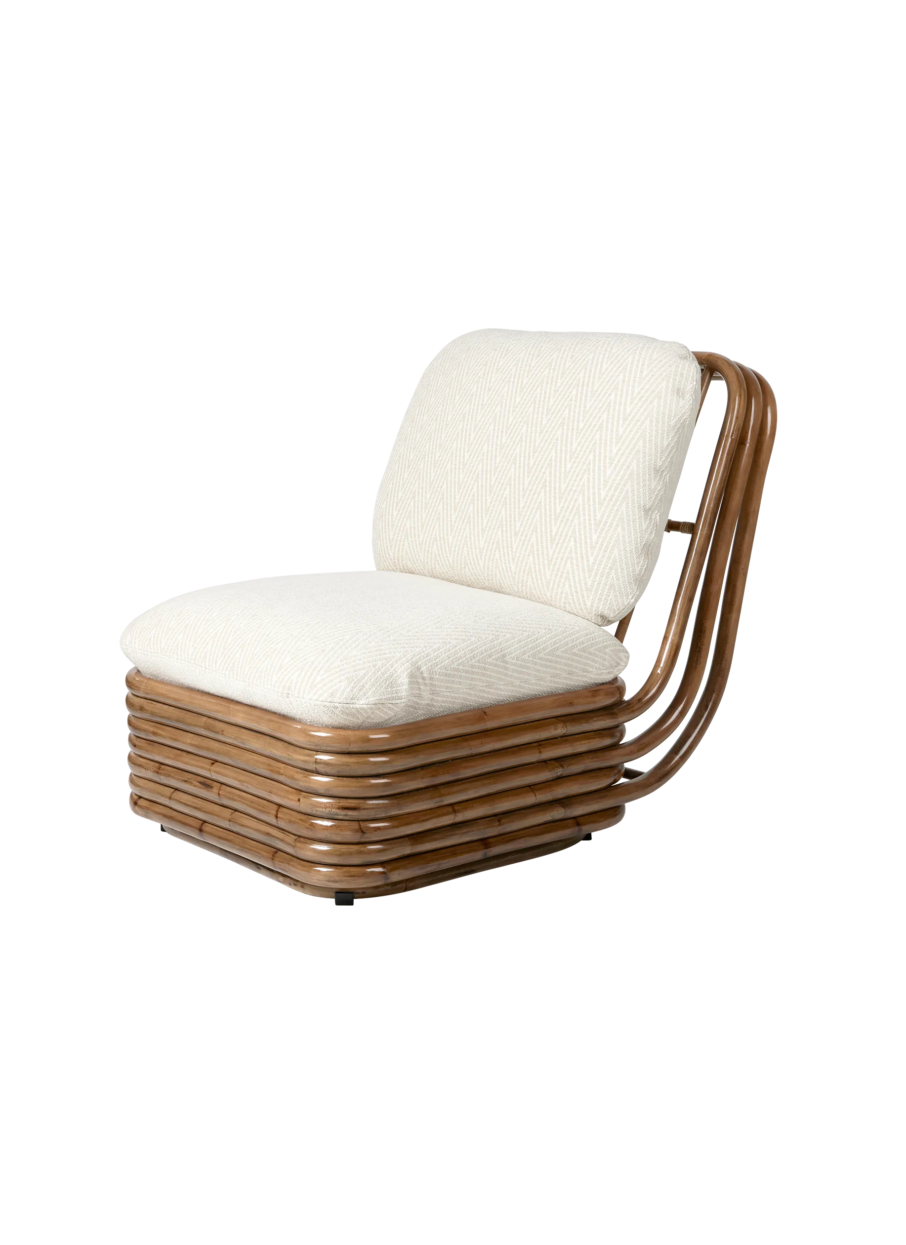 GUBI Bohemian 72 Lounge Chair (Chevron Outdoor FR, Dedar (002, Standard), Rattan)