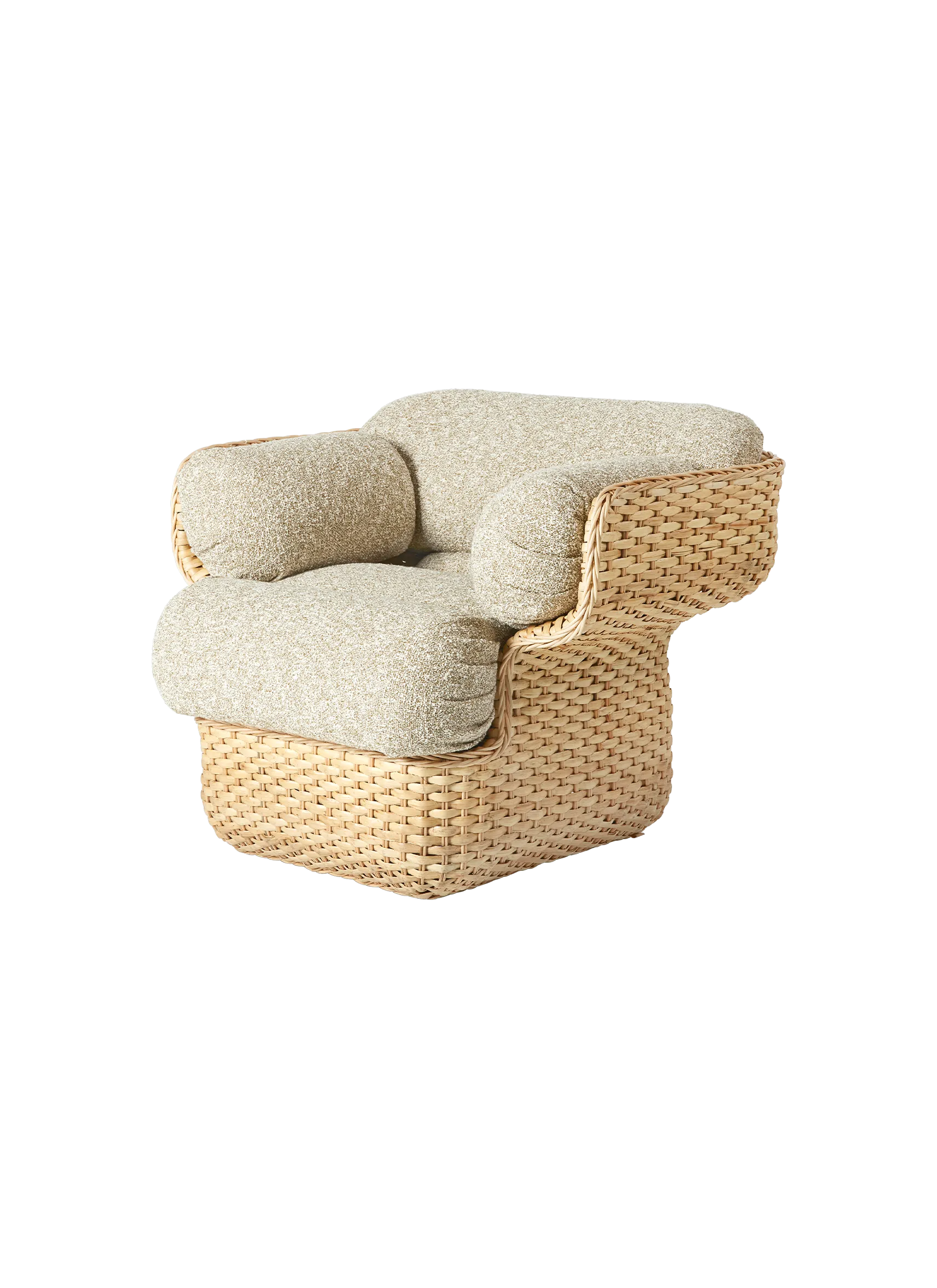 GUBI Basket Lounge Chair (Zero, Kvadrat Sahco (0002, Standard), Rattan)
