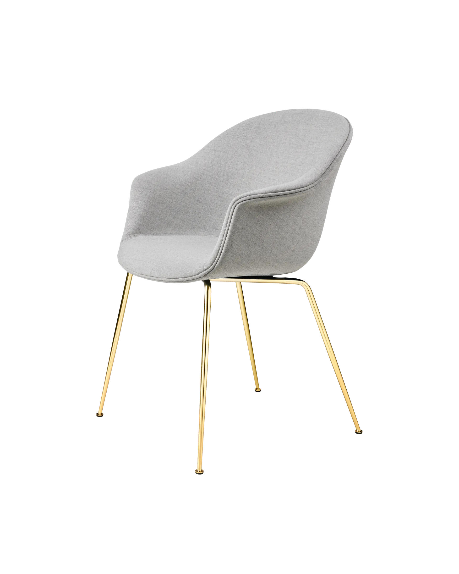 GUBI Bat Dining Chair, Fully Upholstered (Remix 3, Kvadrat (123, Standard), Conic base, Brass Semi Matt)