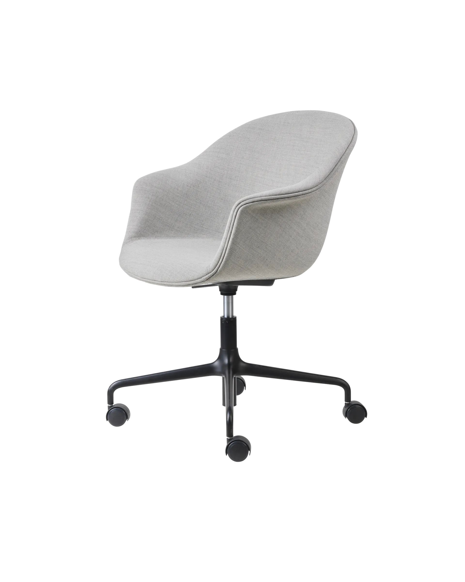 GUBI Bat Meeting Chair, Fully Upholstered (Remix 3, Kvadrat (123, Standard), Height adjustable 4-star base w. castors, Black Matt)
