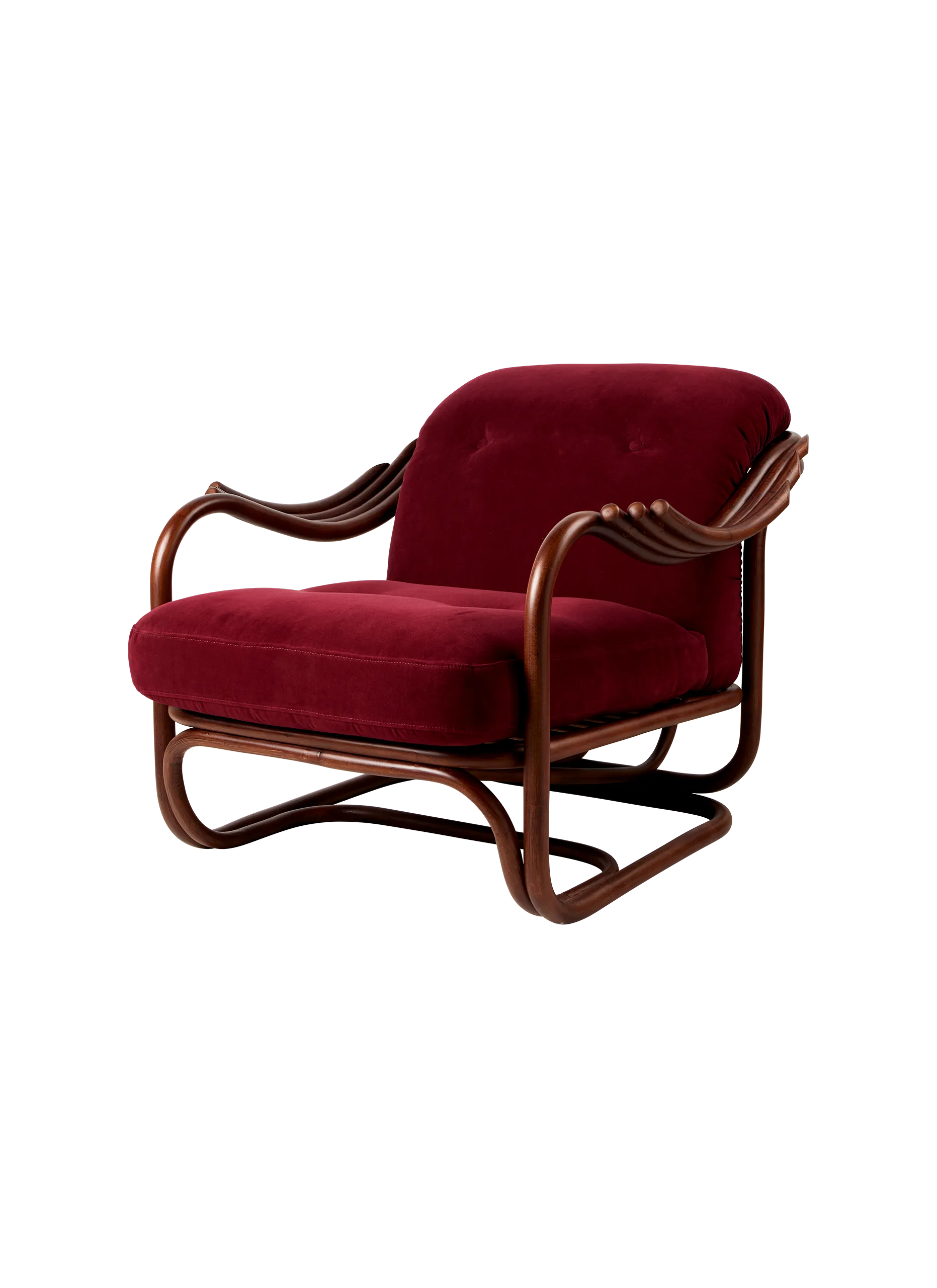 GUBI Poltrona Tria Lounge Chair (Dark Rattan, Fustagno, GUBI (006, Standard))