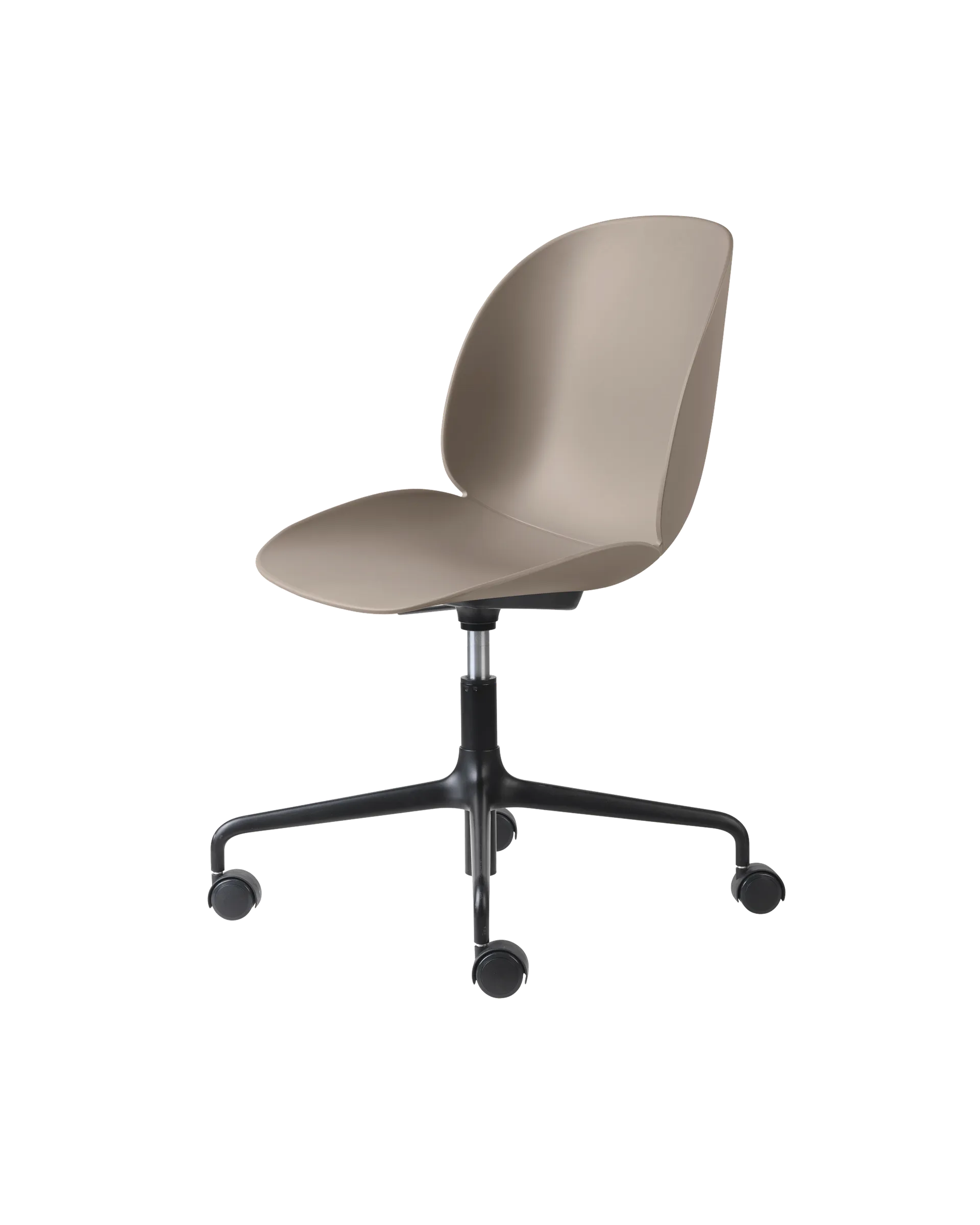 GUBI Beetle Meeting Chair, Un-Upholstered (New Beige, Height adjustable 4-star base w. castors)