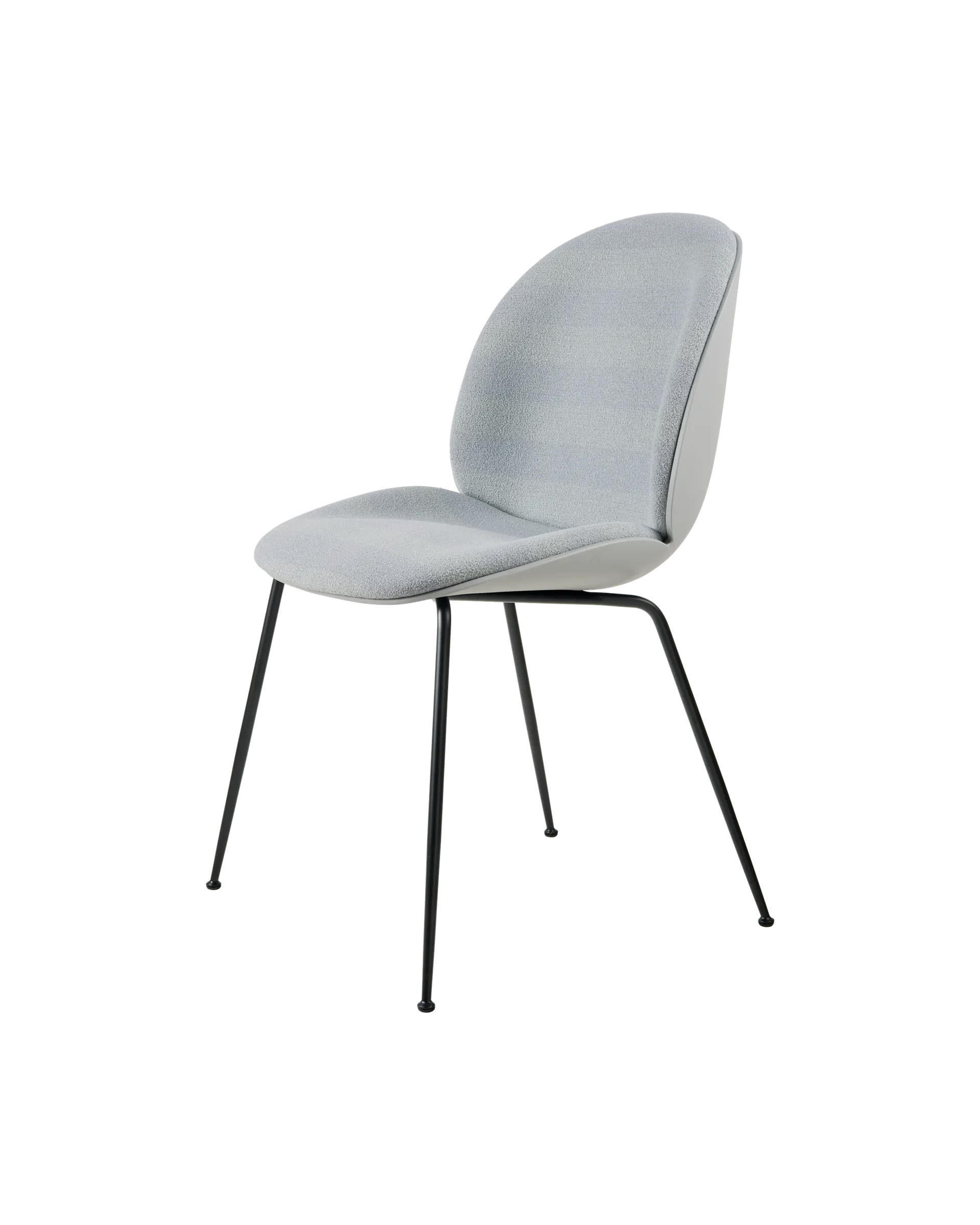 GUBI Beetle Dining Chair, Front Upholstered (Kvadrat Sahco, Acca Stripe 0731, Black Matt, Lunar Gray)