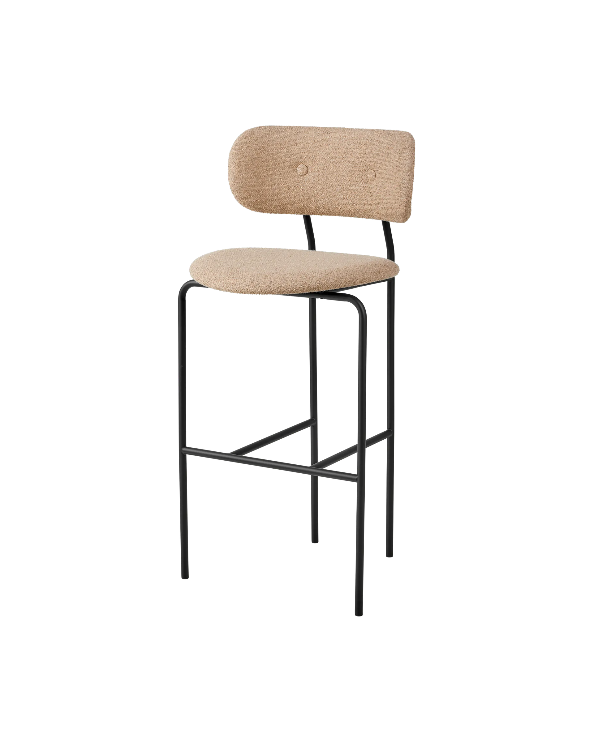 GUBI Coco Bar Chair, Fully Upholstered (Around Bouclé, Dedar (004, Standard), Black, Black Semi Matt)