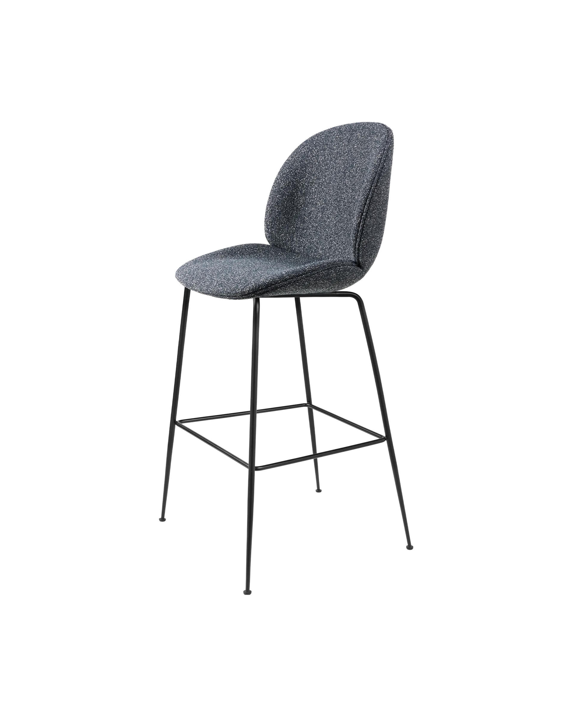 GUBI Beetle Bar Chair, Fully Upholstered (Around Bouclé, Dedar (023, Standard), Conic base, Black Matt)