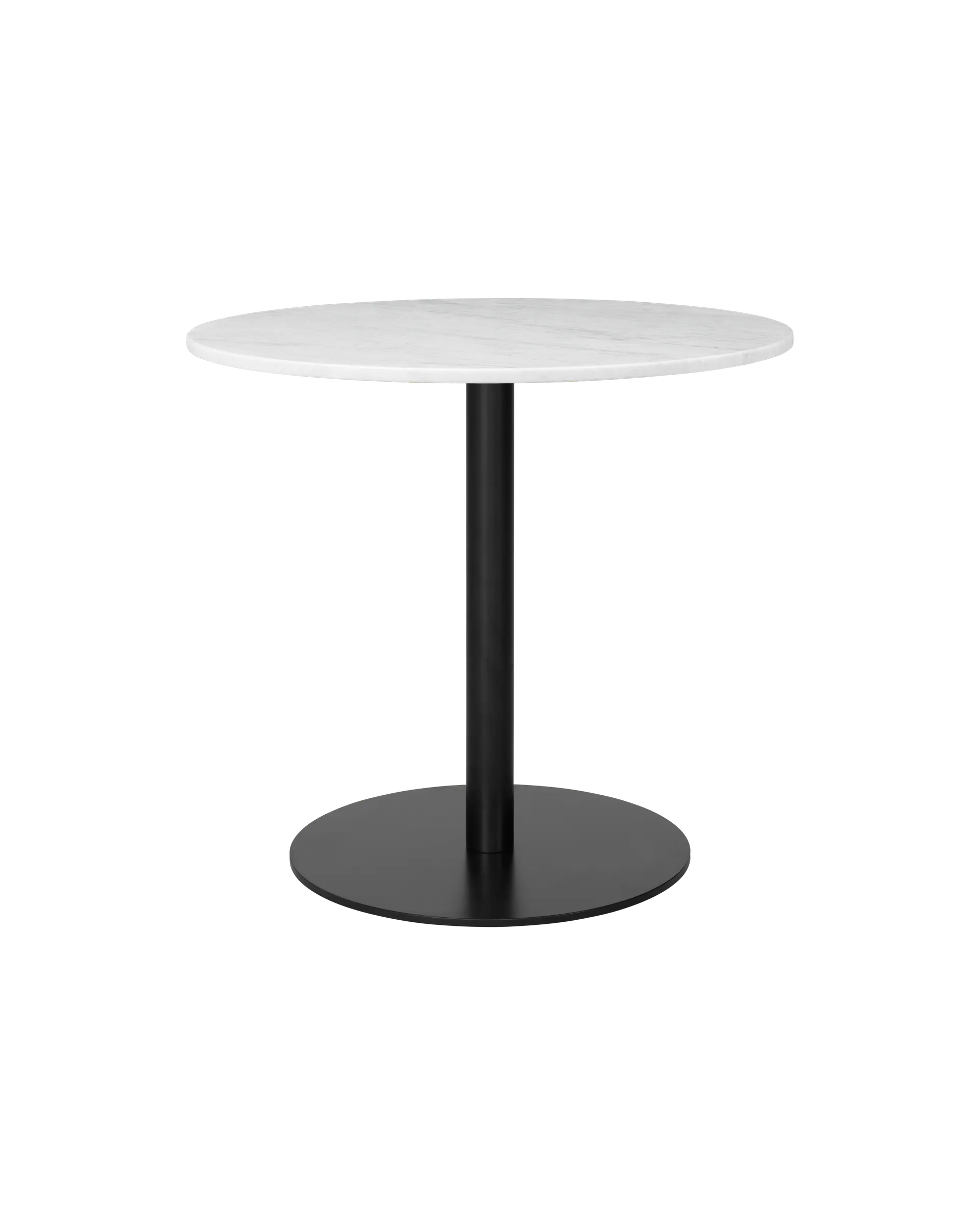 GUBI GUBI 1.0 Dining Table, Round (Black base, White Carrara Marble, Ø80 cm)