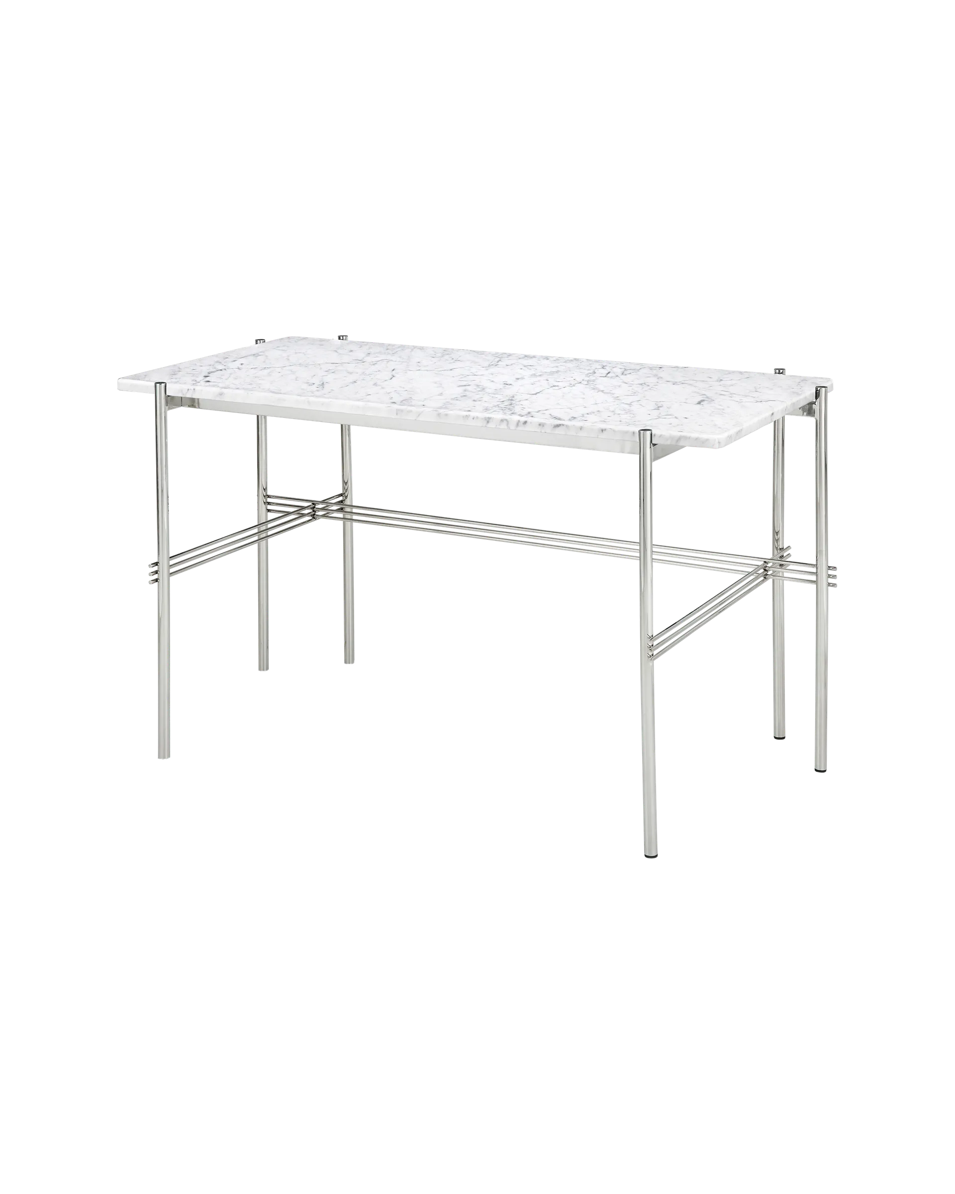 GUBI TS Desk (Polished Steel, White Carrara Marble, 120 x 60 cm)