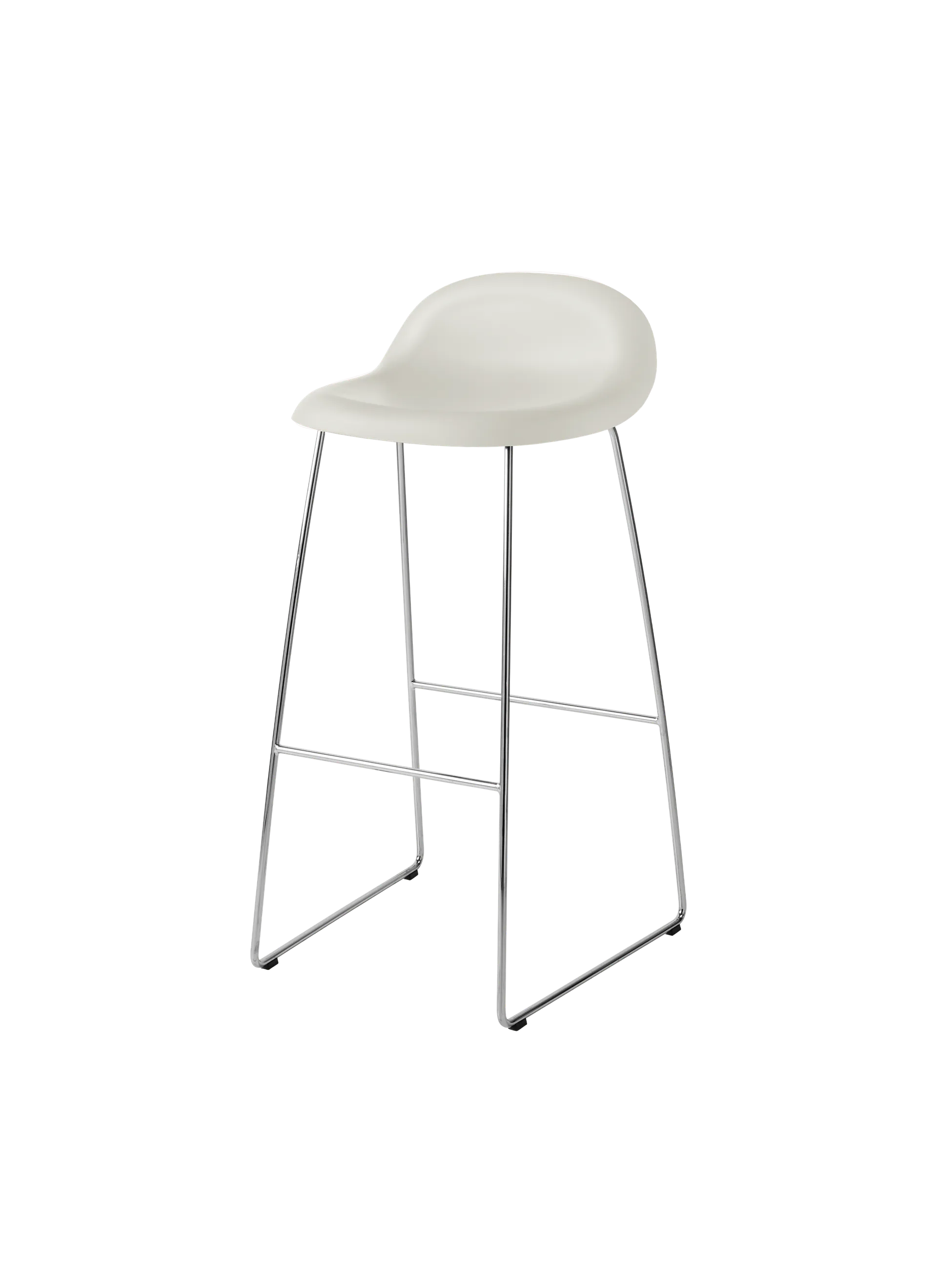 GUBI GUBI 3D Bar Stool, Un-Upholstered (Sledge base, Alabaster White, Polished Stainless Steel)
