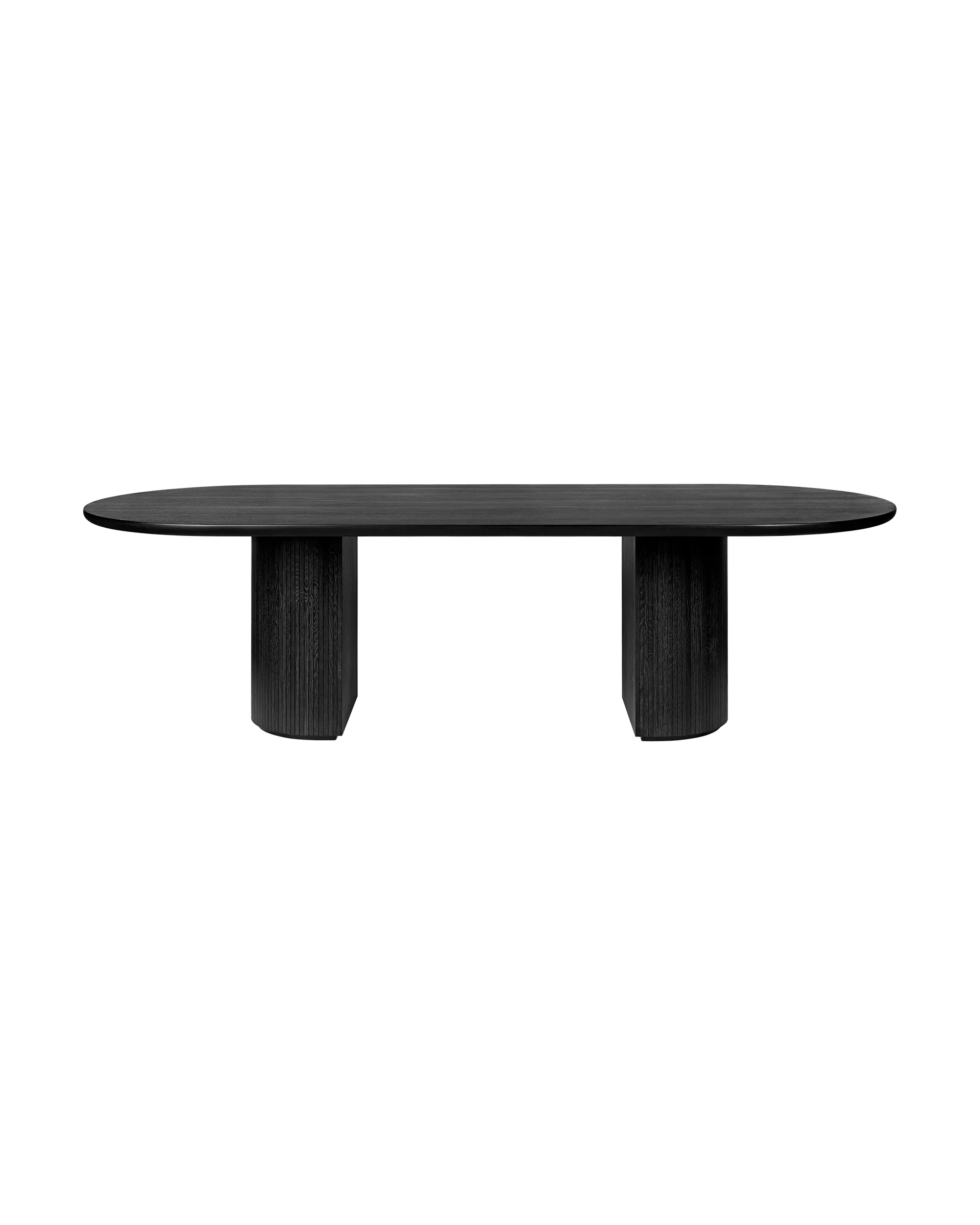 GUBI Moon Dining Table, Elliptical (Brown/Black Stained Veneer Oak Lacquered, 258 x 101 cm)